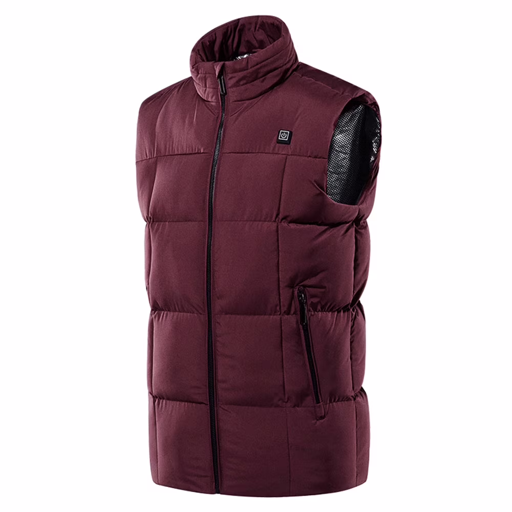 UKAP Men Electric Heated Vest, Lightweight Coat with Battery Pack,Thermal USB Rechargeable Washable Infrared Outwear with 9 Heating for Skiing,Christmas Gifts,Claret
