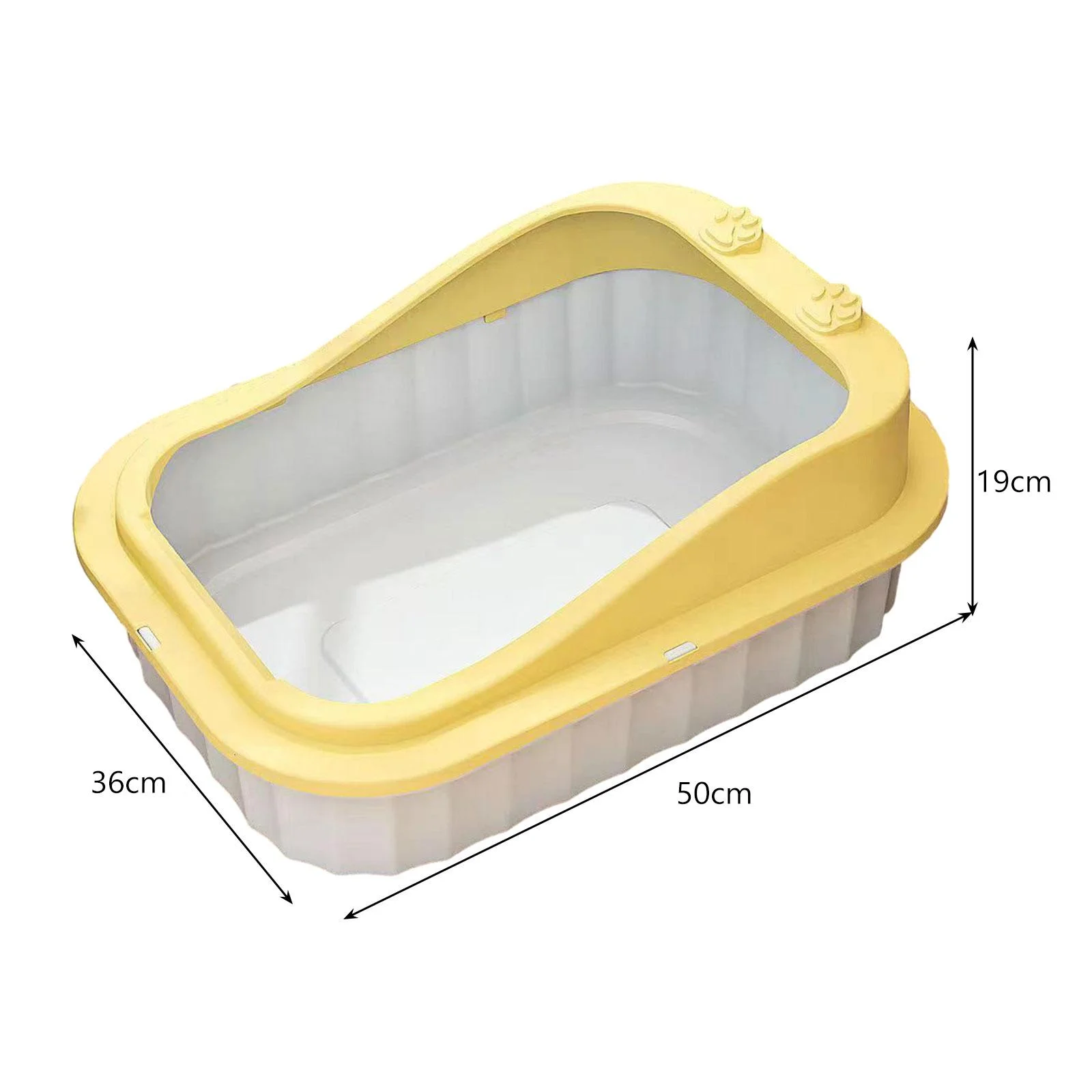 Toysmith Cat Kitty Litter Pan Durable Cat Litter Basin Cat Sand Box Splashproof Cartoon Appearance 50x36x19cm Kitten Toilet yellow