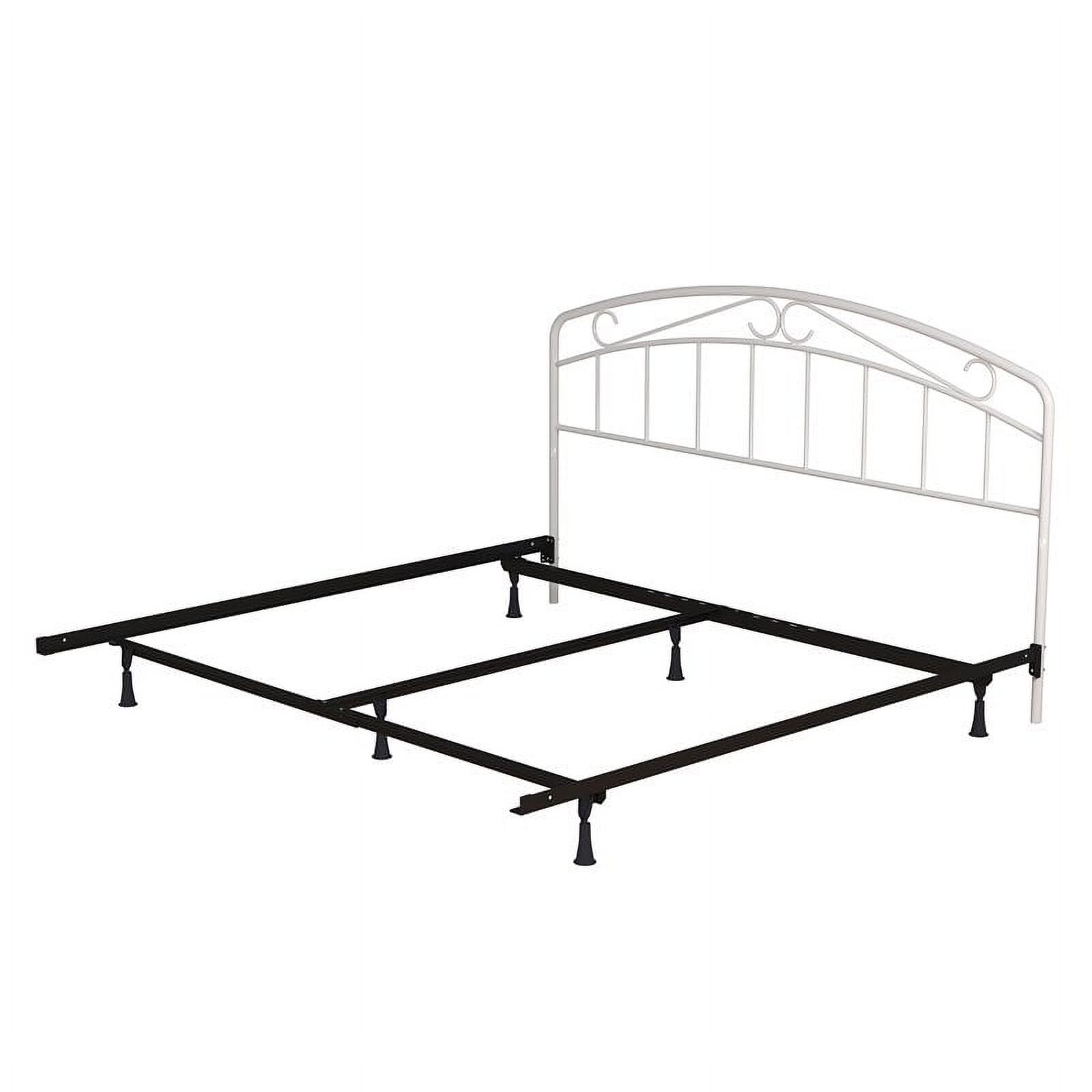 Hillsdale Furniture Jolie Arched Scroll Metal King Headboard in Textured White with Black Metal Bed Frame