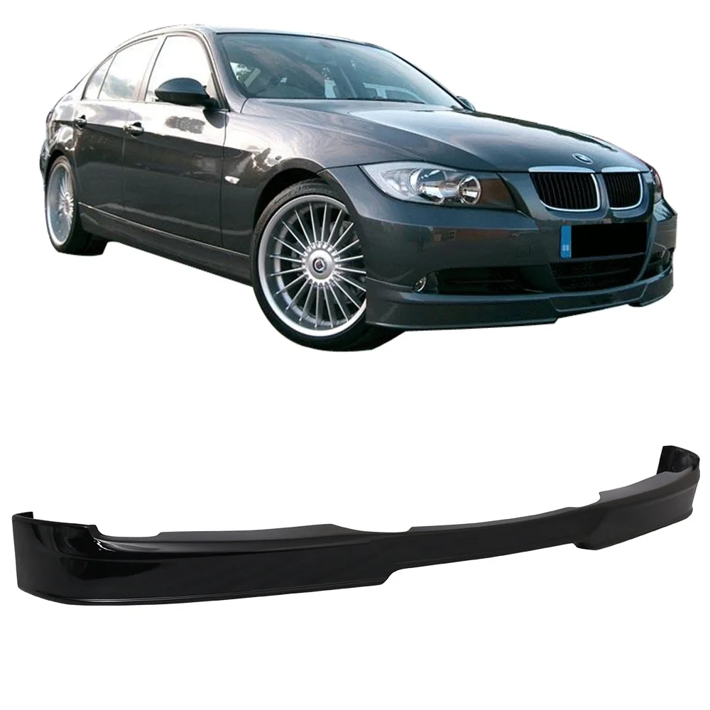 Ikon Motorsports Compatible with 05-08 BMW E90 3 Series AP Style Front Bumper Lip Painted Jet Black #668
