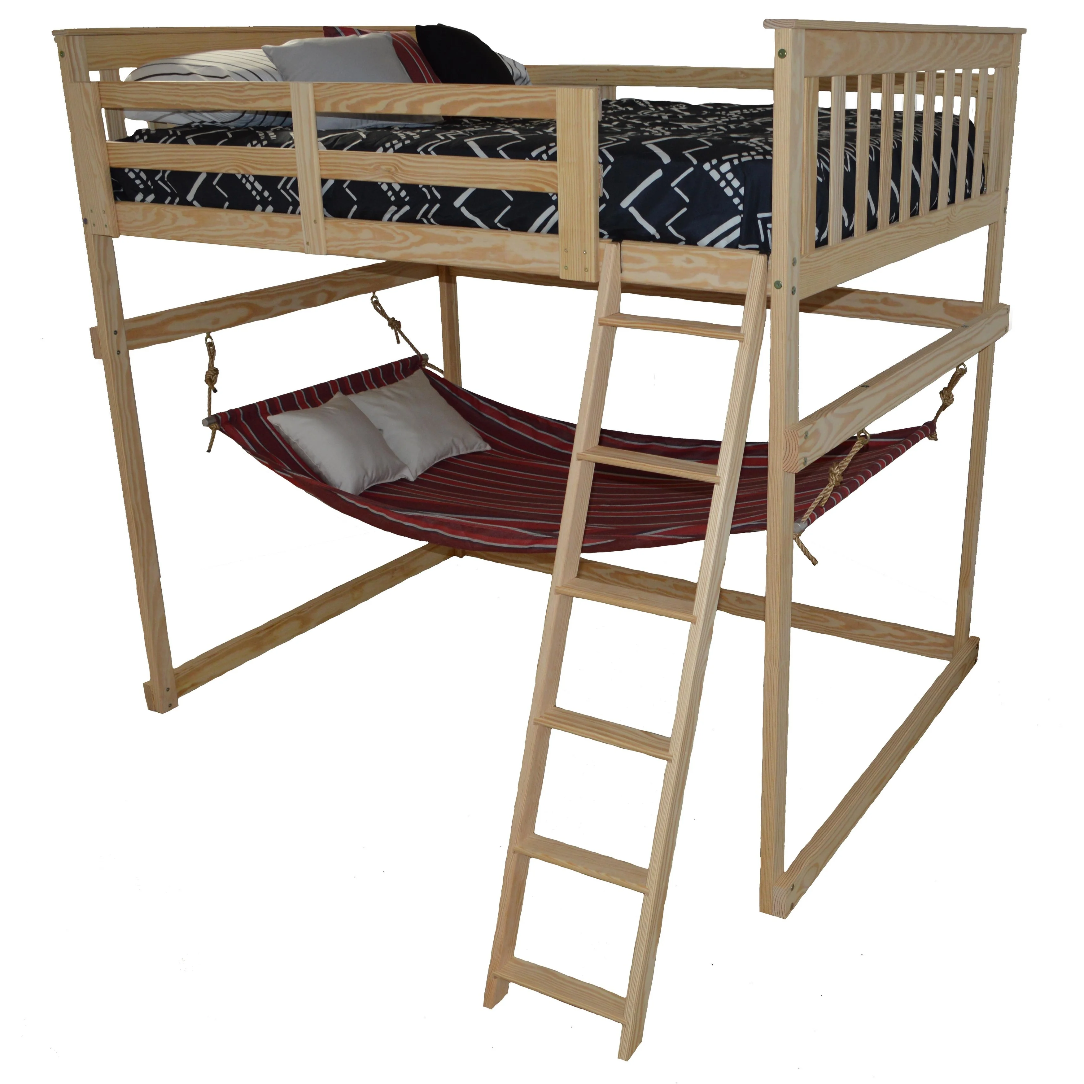 Kunkle Holdings LLC Pine Full Mission Loft Bed with Side Ladder Black Painted