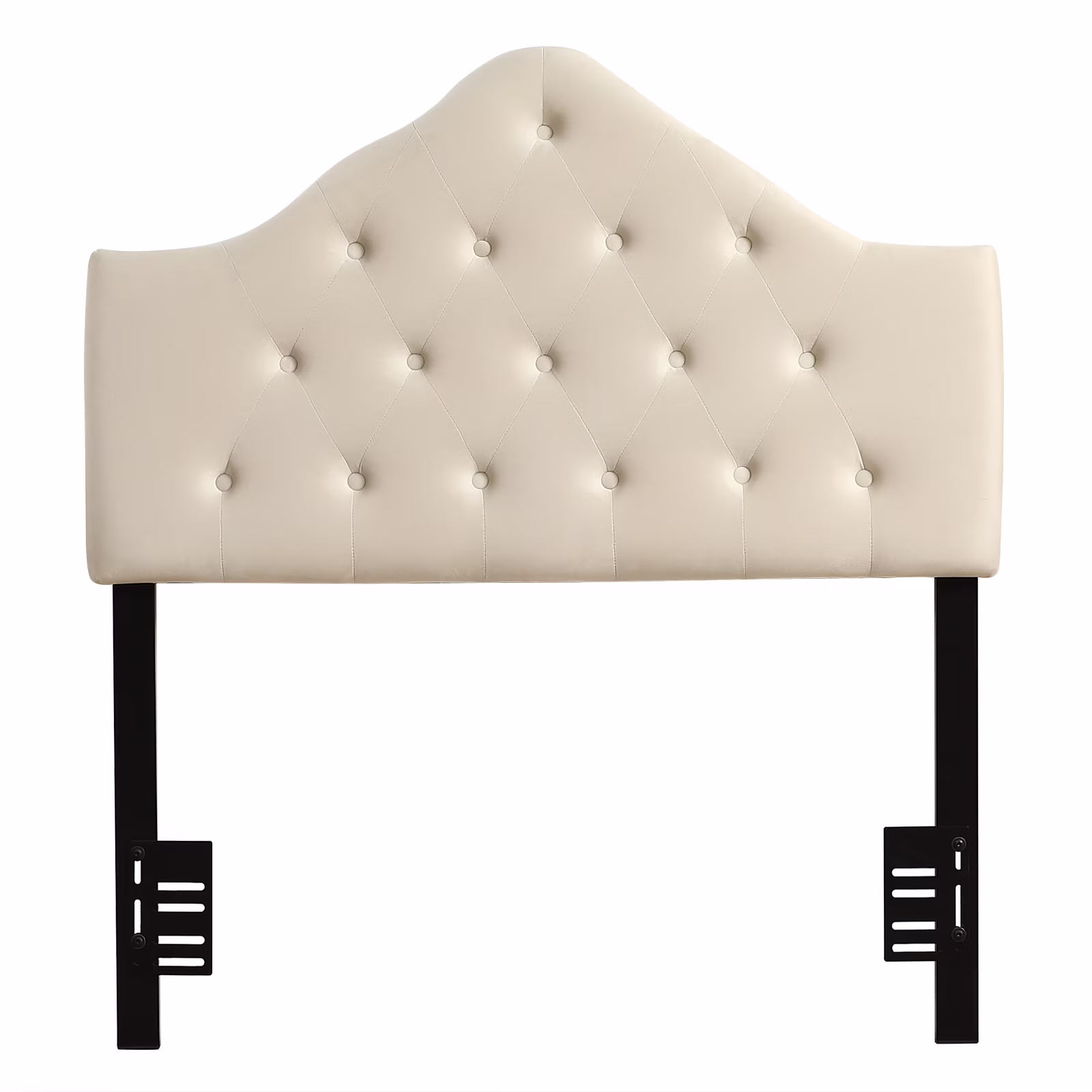 BMTBUY European Style Curved Buckle Decoration Twin Iron Frame Soft Cover Headboard White