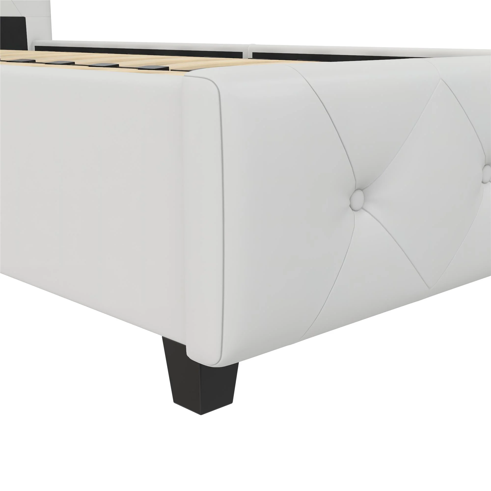 DHP Dakota Upholstered Bed with Signature Sleep Tranquil 8-Inch Pocket Spring Mattress, Twin, White