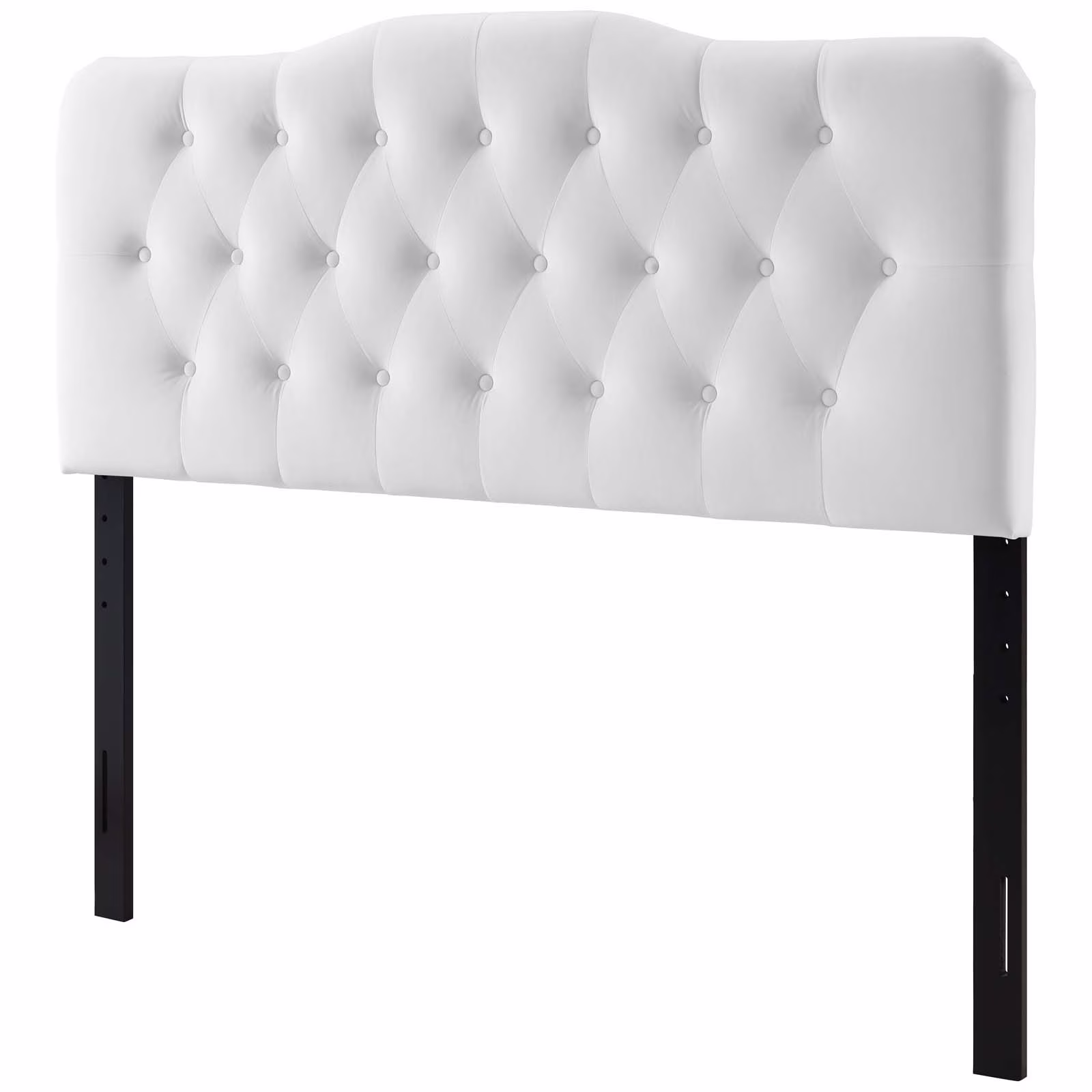 Contemporary Modern Urban Designer Bedroom Full Size Tufted Headboard, Velvet Fabric, White