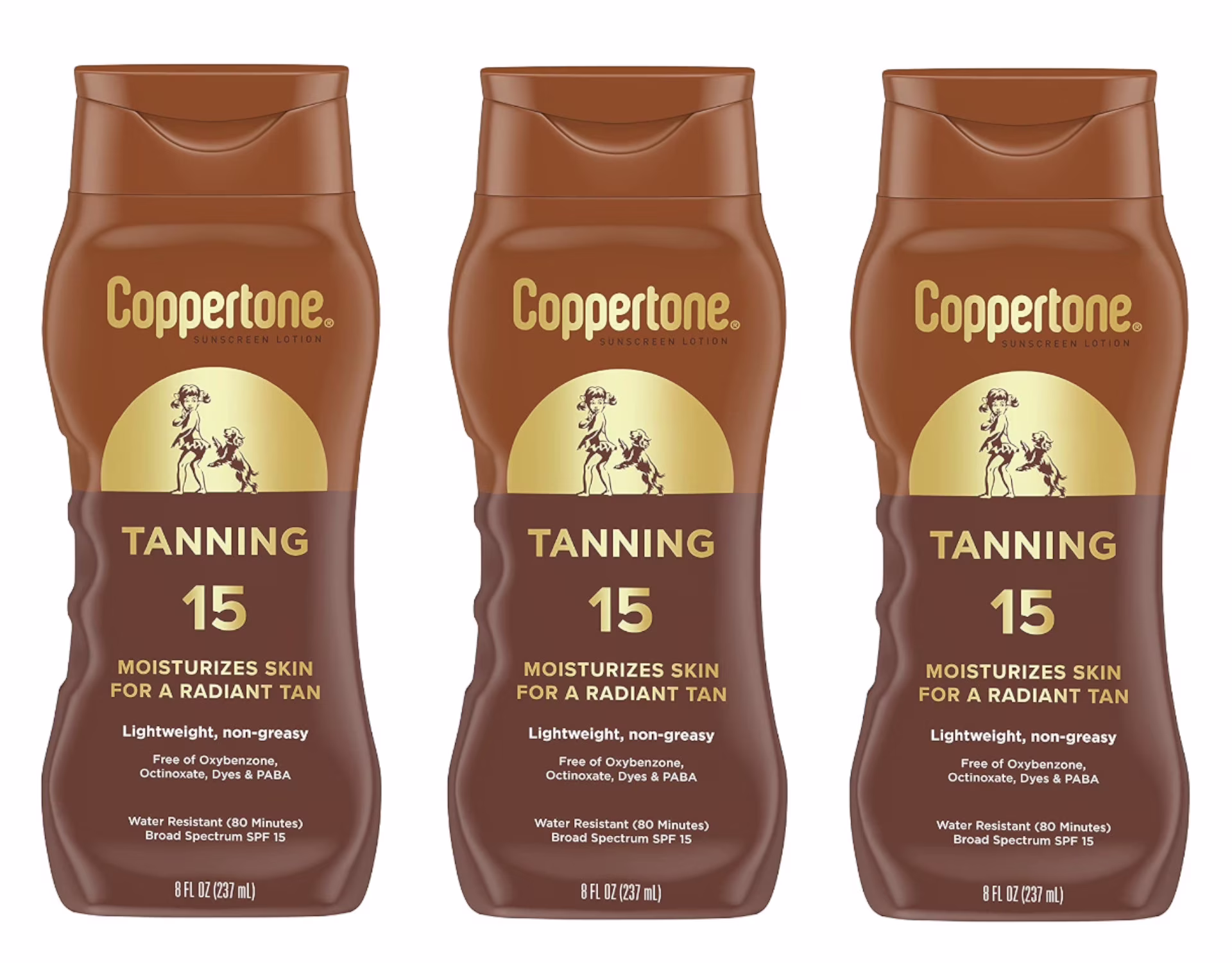 Coppertone Tanning Lotion SPF 15 8 oz (Pack of 3)