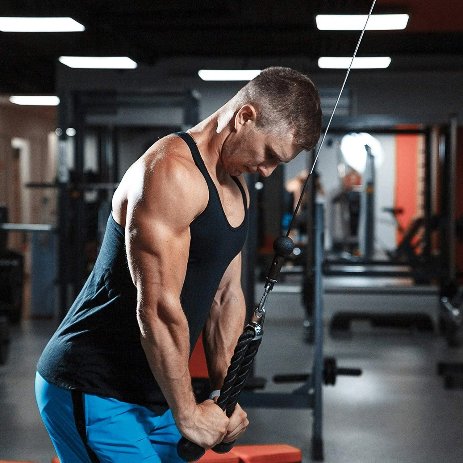 Rdx Tricep Rope with Cable Machine, Cable Bodybuilding Tricep Rope (SINGLE)