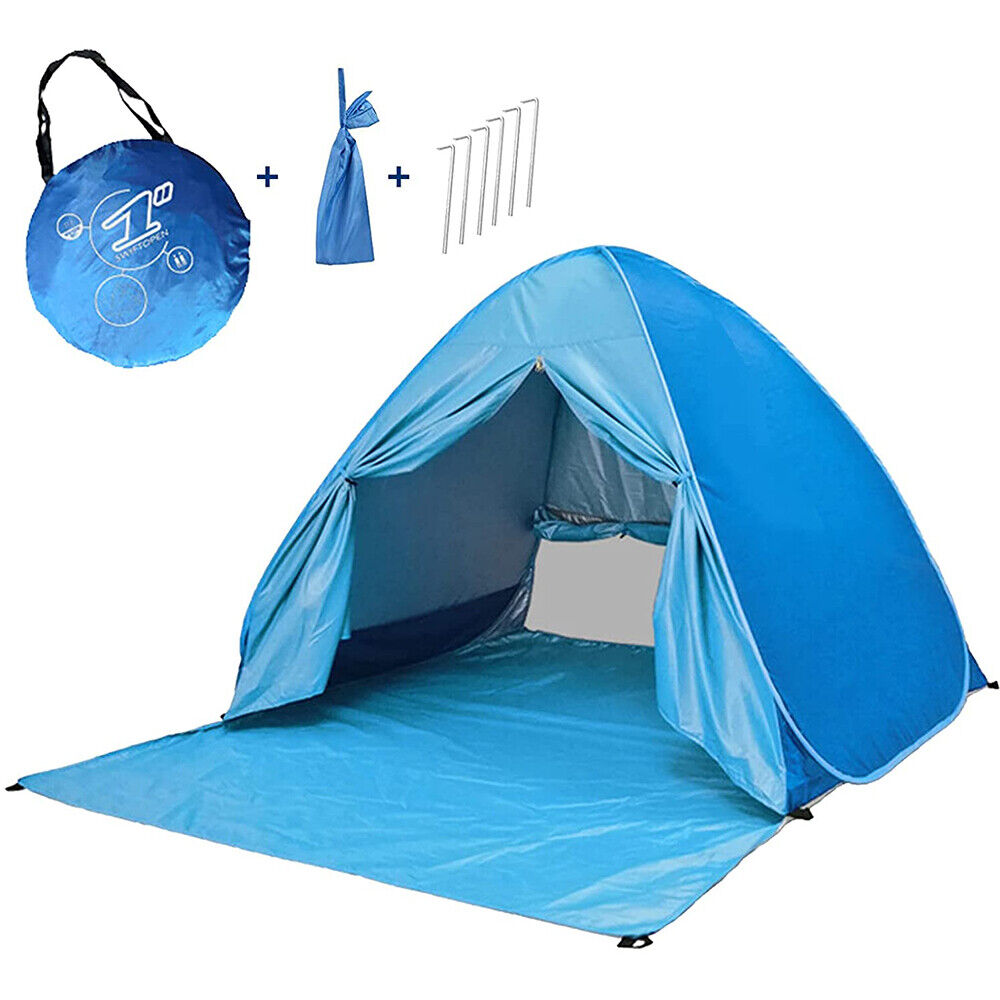 Automatic Pop-up Beach Tent Open in Seconds 3-4 Persons UPF50+ Beach Sun Shade