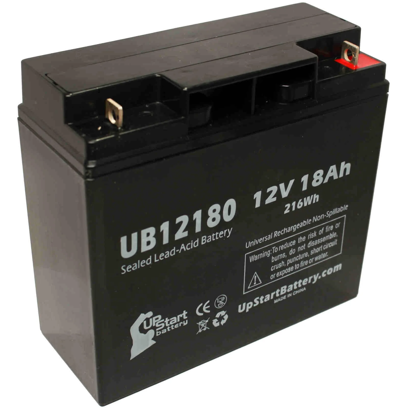 4x Pack - POWERSONIC PS-12200NB Battery Replacement - UB12180 Universal Sealed Lead Acid Battery (12V, 18Ah, 18000mAh, T4 Terminal, AGM, SLA)