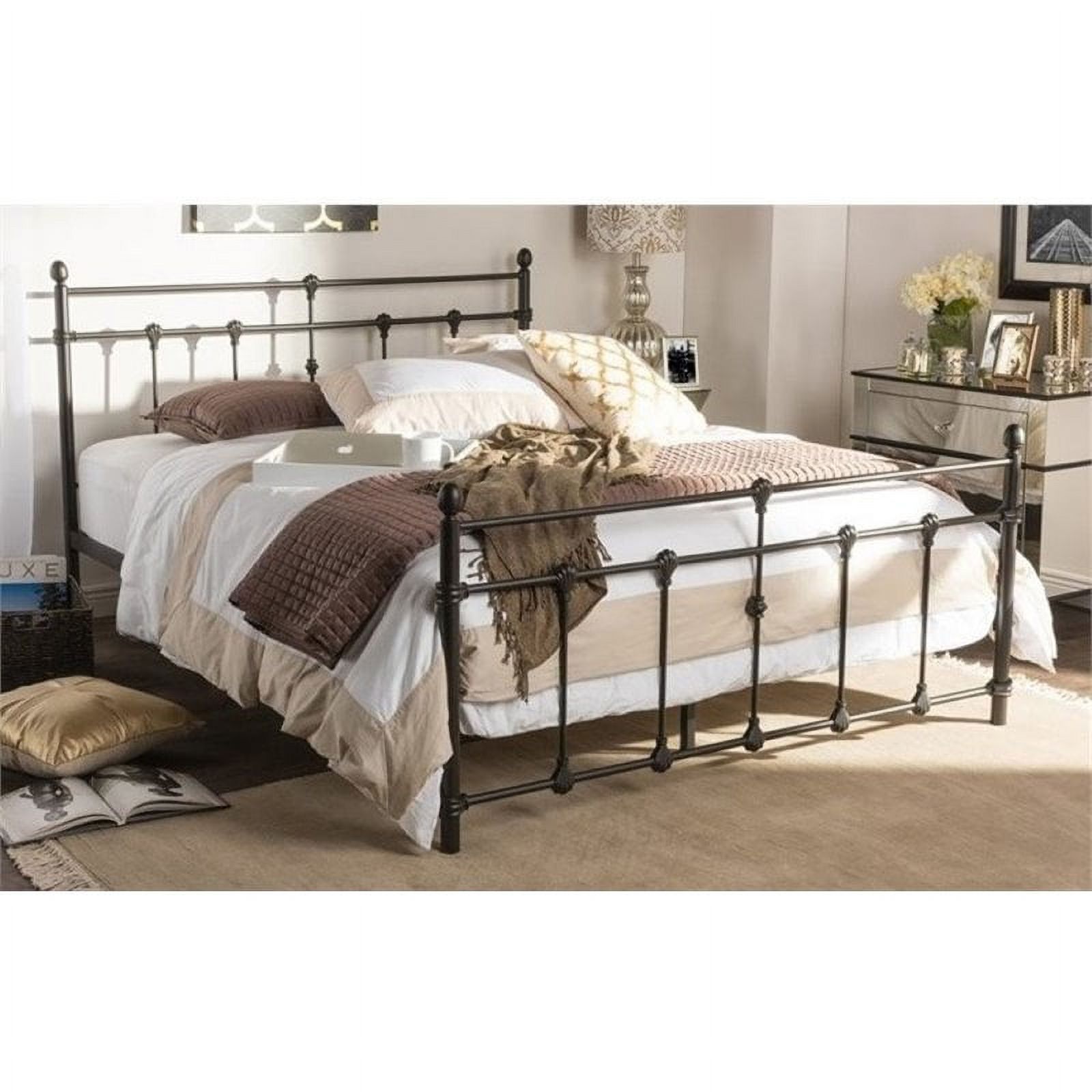 Pemberly Row Transitional Metal Queen Spindle Bed in Dark Bronze