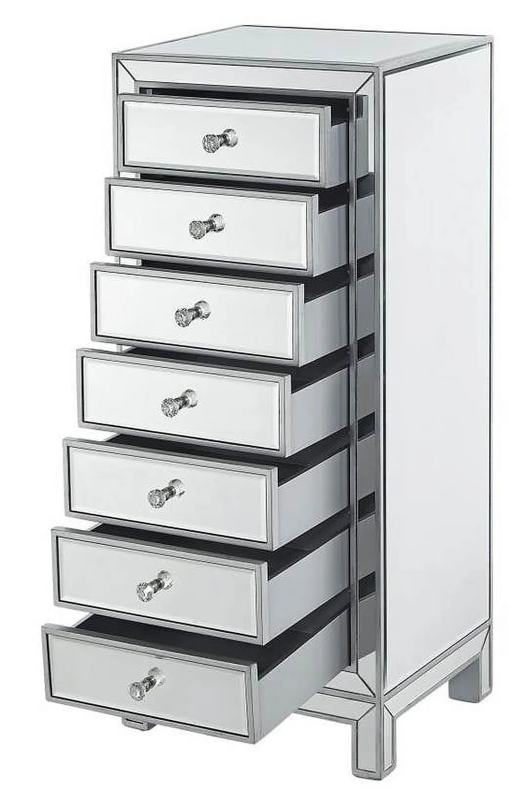 Elegant Decor Reflexion 7 Drawer Petite Mirrored Lingerie Chest in Silver