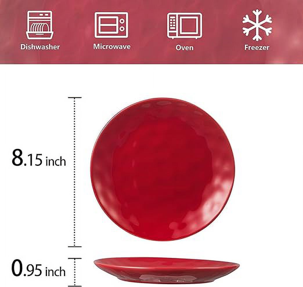 Vicrays 6pcs, Ceramic Dessert Salad Plates, 8 Inch, Oven, Microwave, And Dishwasher Safe, Round, Porcelain Fluted Suitable For Appetizer, Snacks, Home, Party, Restaurant
