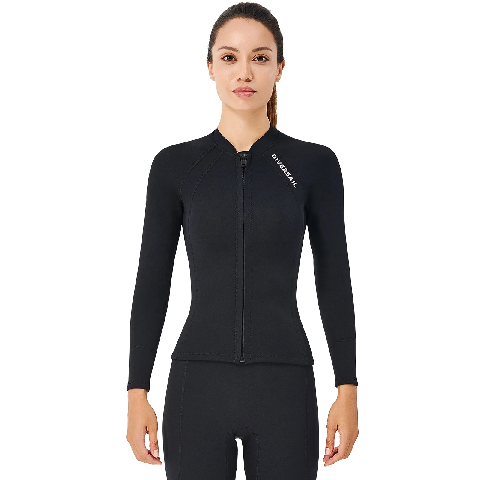 Carevas 2mm Neoprene Men Women Diving with Front Zipper Wetsuits Jacket Long Sleeves Wetsuit for Snorkeling Diving Surfing Water Sports Swimming