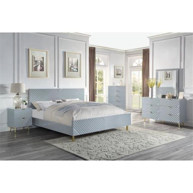 86 x 81 x 46 in. Gaines Eastern Bed, Gray High Gloss - King Size
