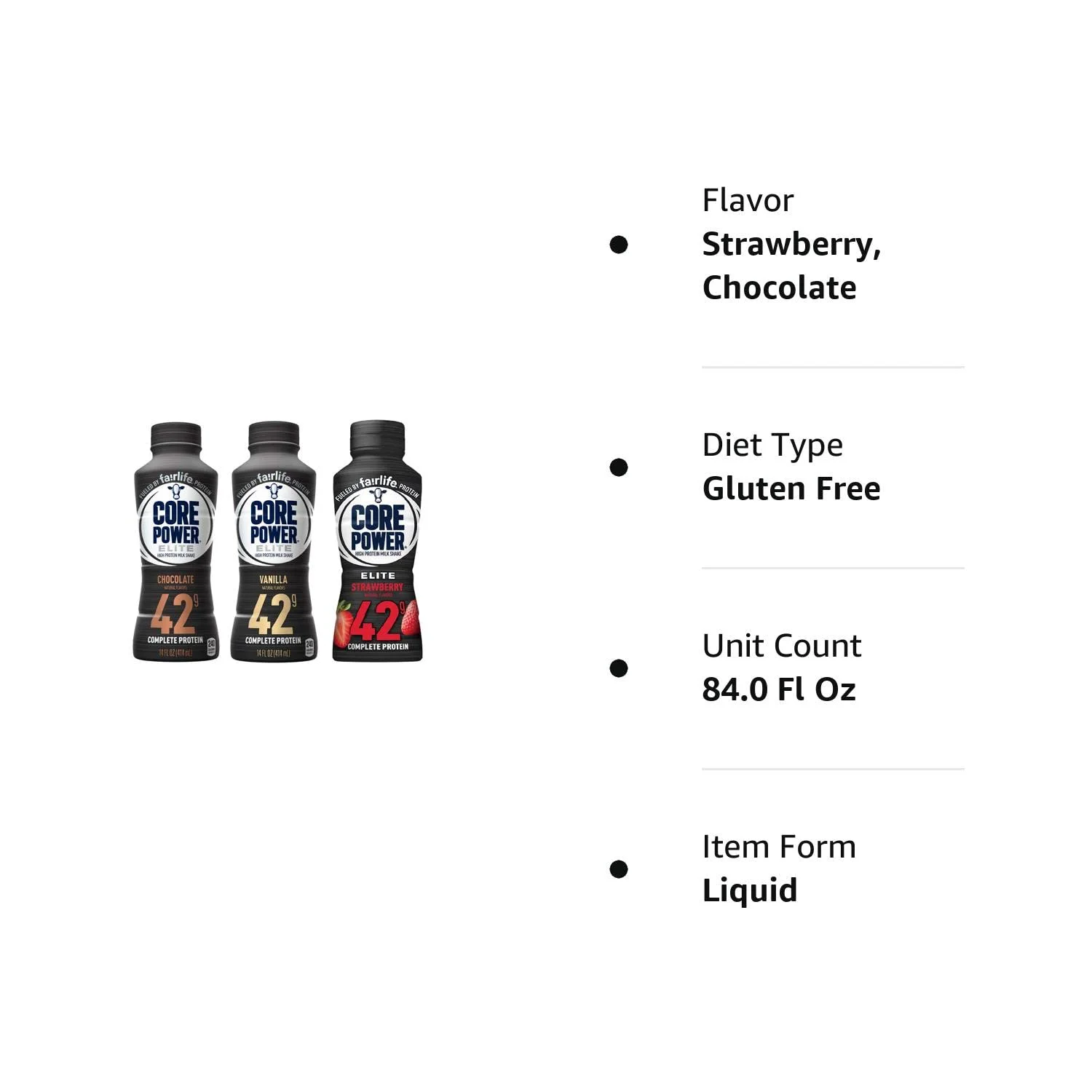 Core Power Elite High Protein Shake (42g), 3 Flavor Variety, Ready To Drink for Workout Recovery, 14 Fl Oz Bottles (Pack of 6)