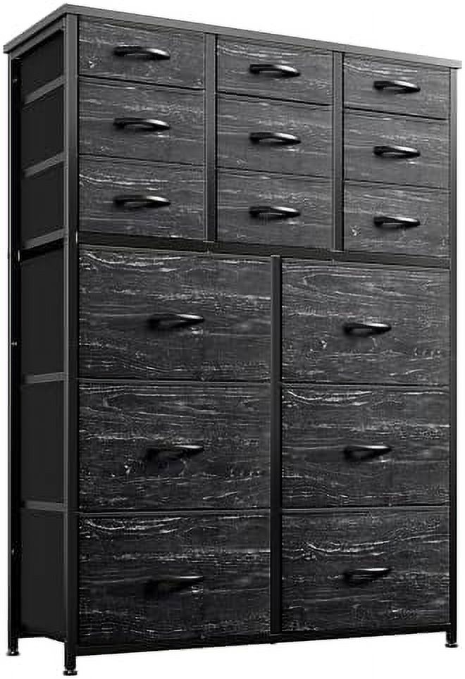 KHBIULIFE 15 Drawers Dresser for Bedroom  Tall Dressers for Bedroom with Wooden Top and Metal Frame  Large Bedroom Dressers & Chest of Drawers for Bedroom  Closets  Nursery  Living Ro