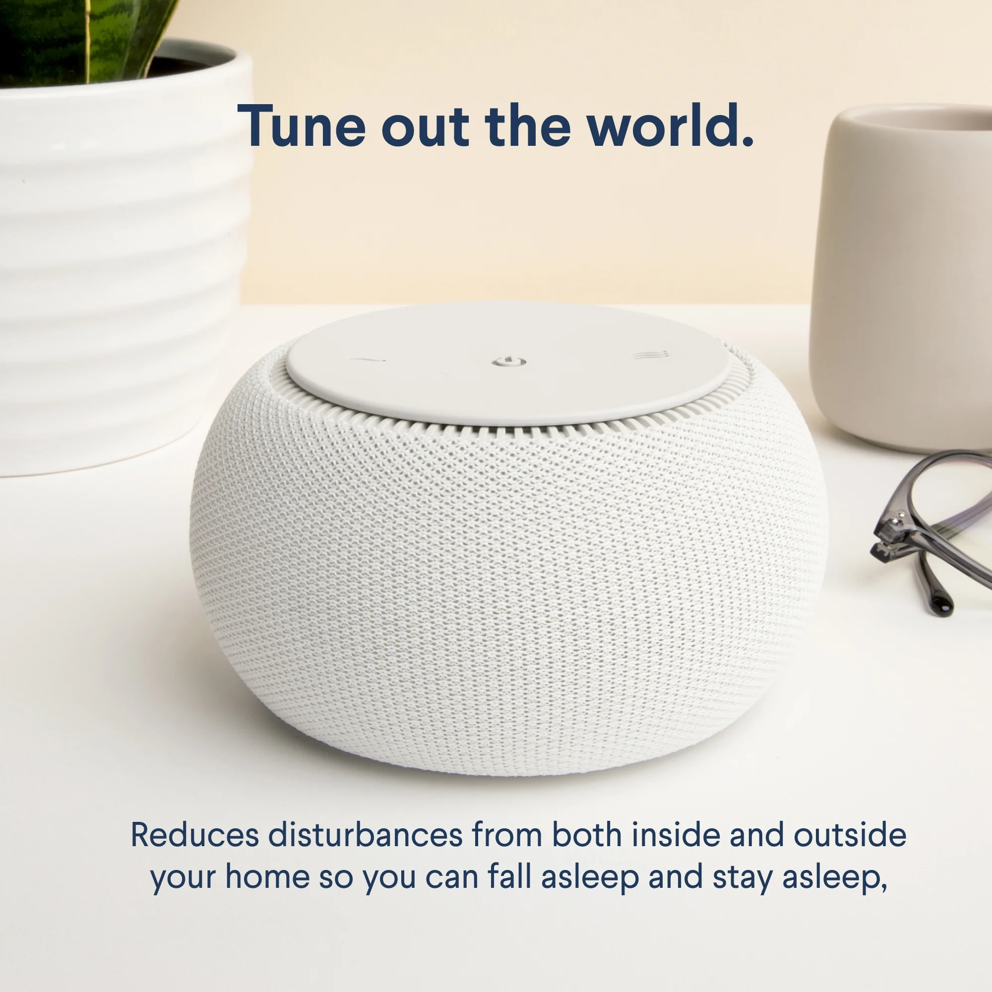SNOOZ Pro - Smart White Noise Machine – Real Fan Inside, Non-Looping White Noise, Adjustable Tone & Volume – App-Based Remote Control, Sleep Timer, and Night Light - Cotton