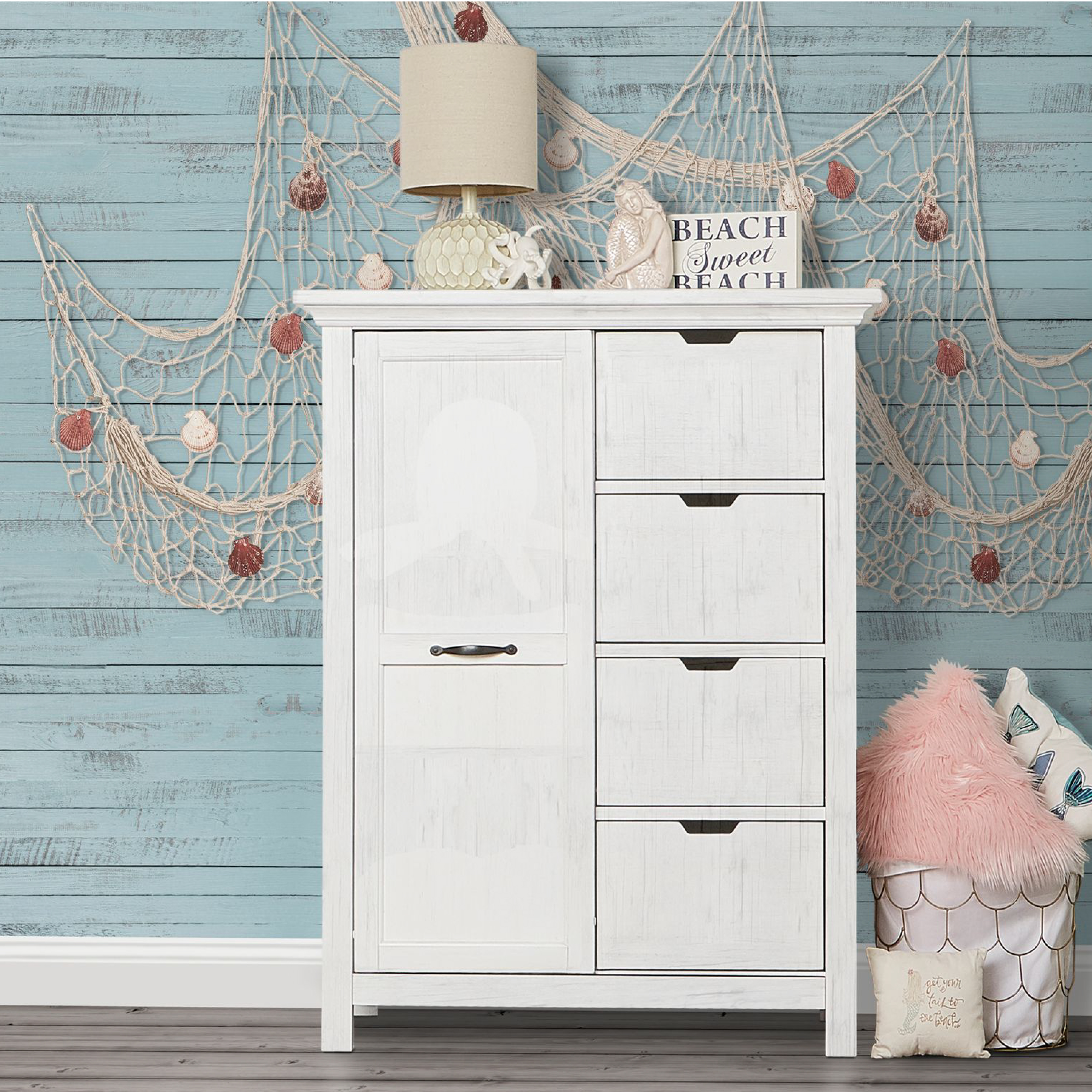 evolur Belmar Tall Chest - Weathered White