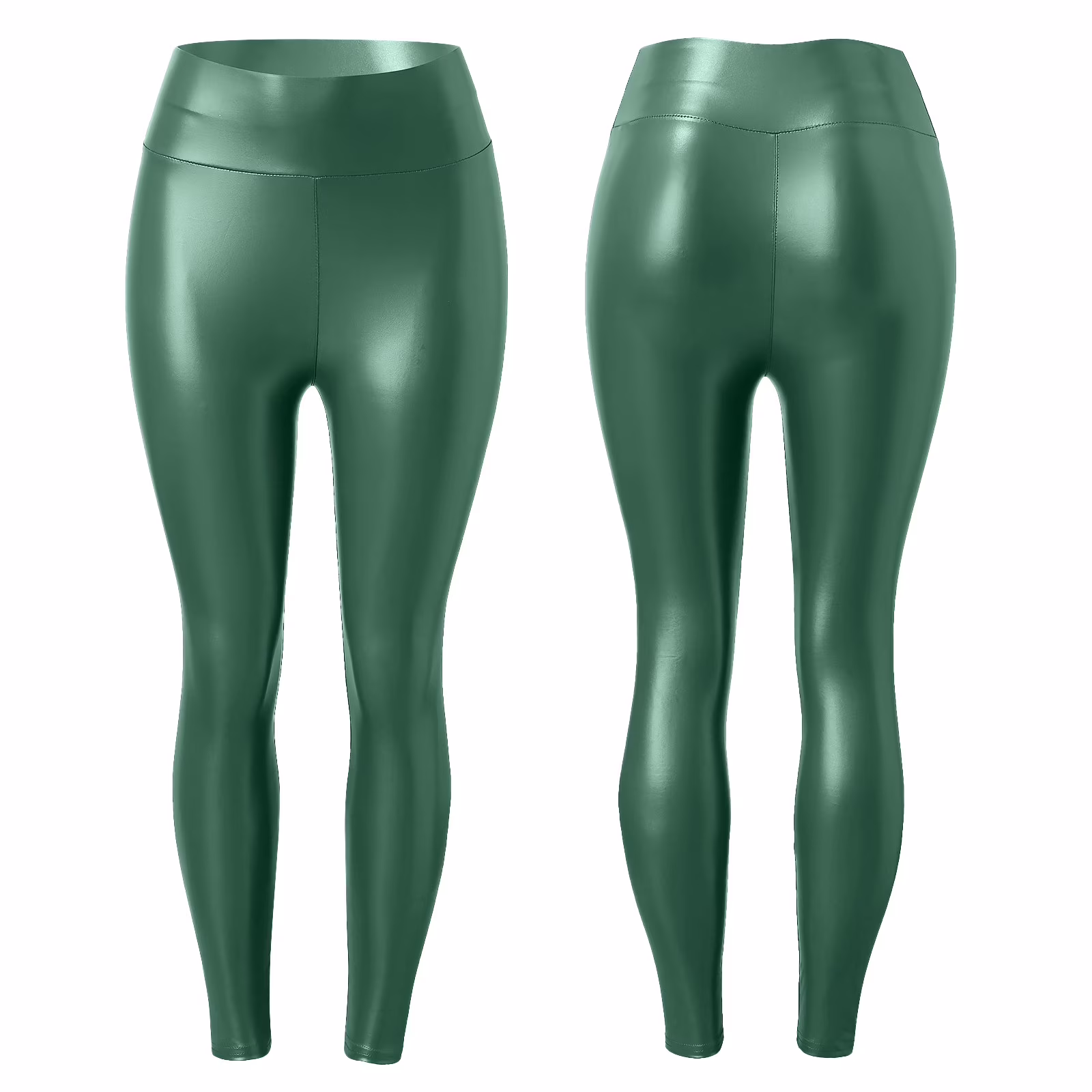 Gyouwnll Womens Faux Leather Leggings Stretch High Waisted Pleather Pants(Green M)