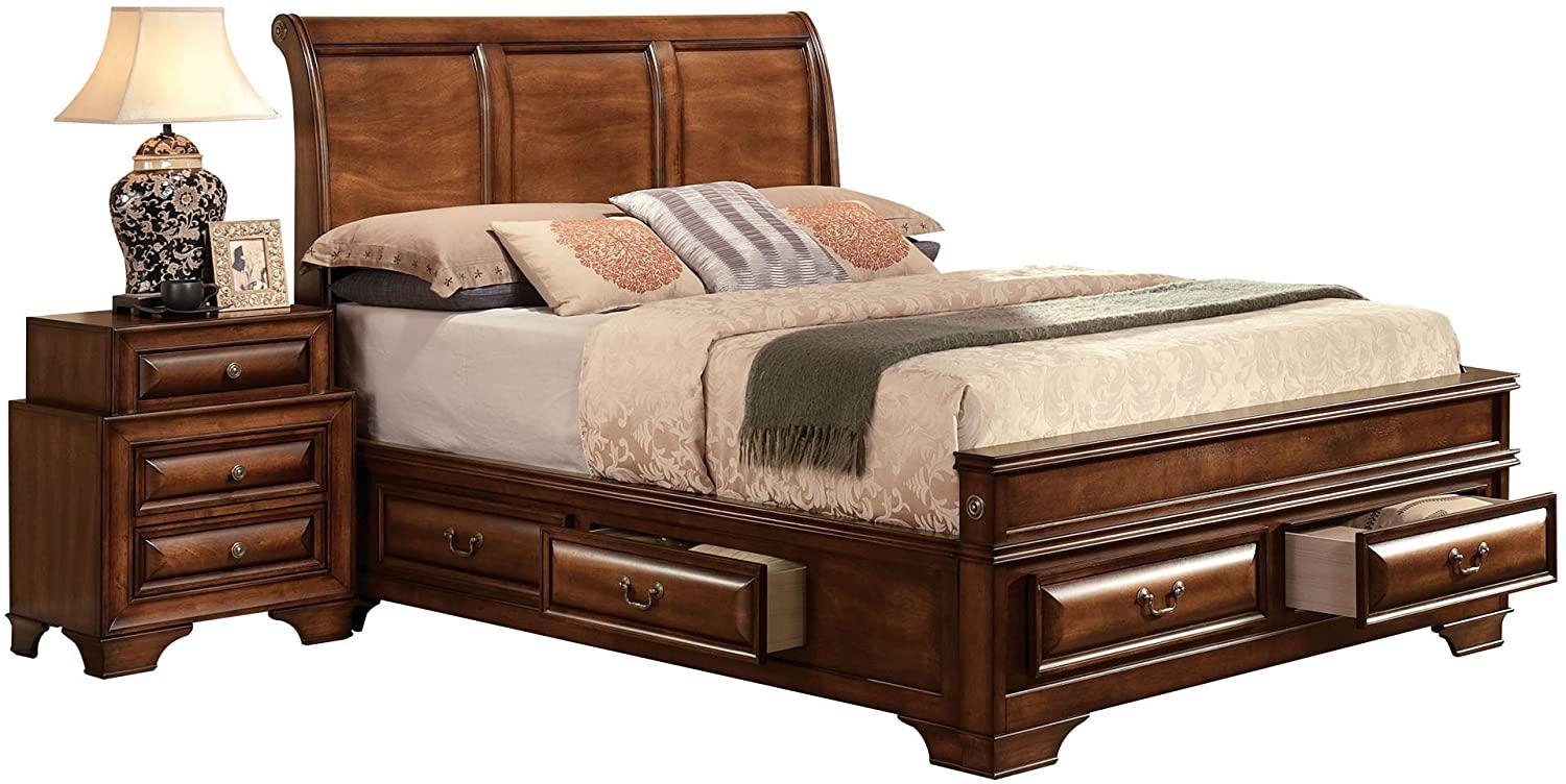 Brown Cherry Storage King Bedroom Set 3Pcs Konane 20444EK Acme Traditional