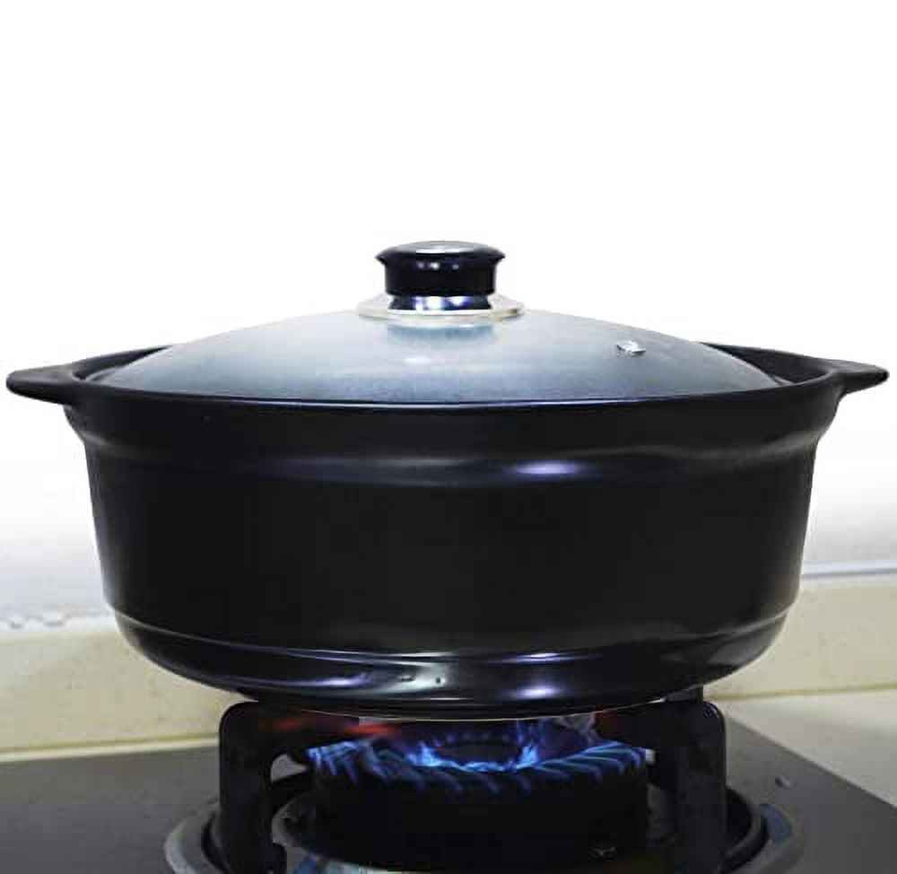 Zhchsh 3 Quart Ceramic Casserole Dish with Glass Lid Clear Large Deep Dual Handles Black