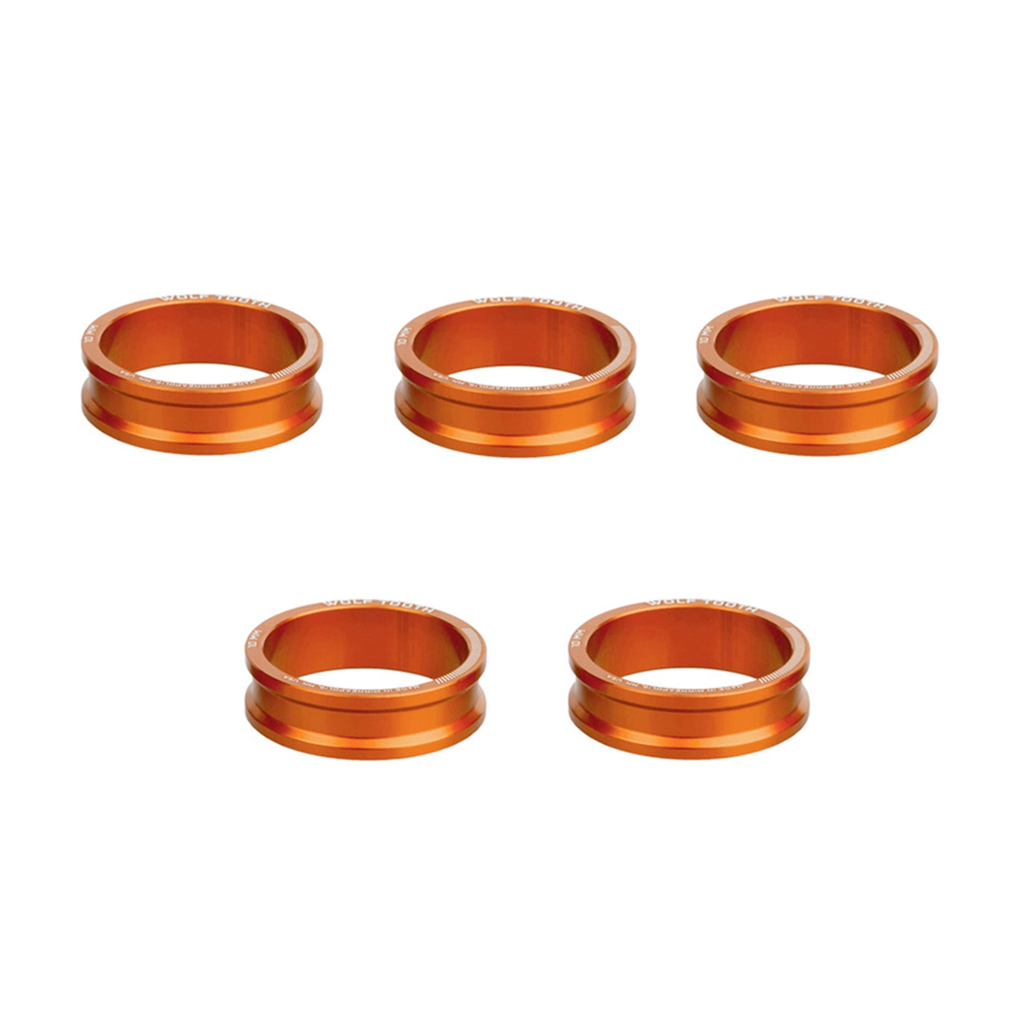 Wolf Tooth Precision Spacer 5 Pack Headset Stack Spacer - Orange Thickness: 10 mm