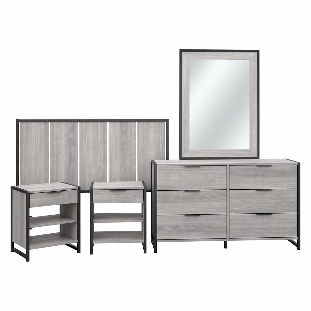 Atria 5 Piece Full/Queen Modern Bedroom Set in Platinum Gray - Engineered Wood