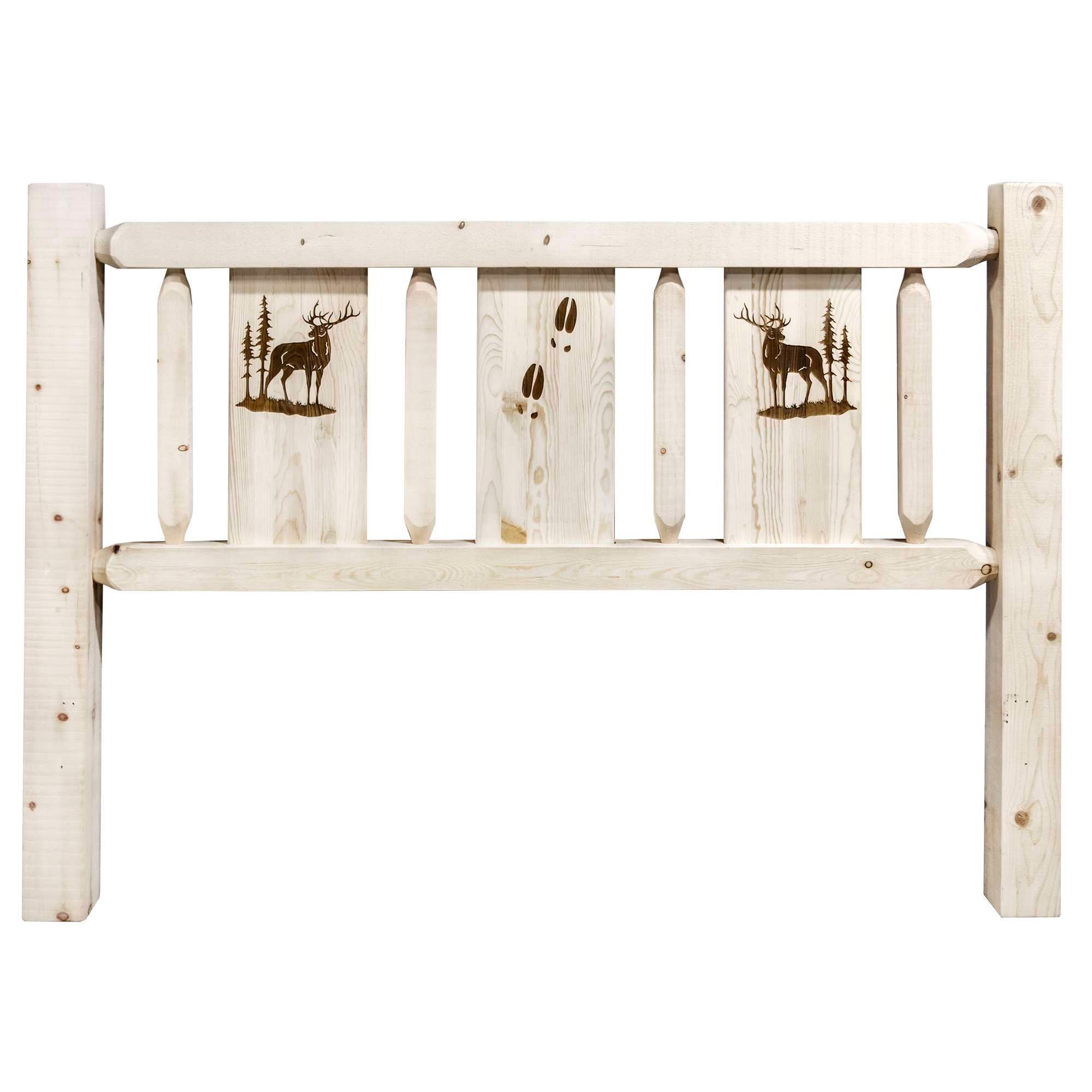 Homestead Collection California King Headboard w/ Laser Engraved Elk Design, Ready to Finish