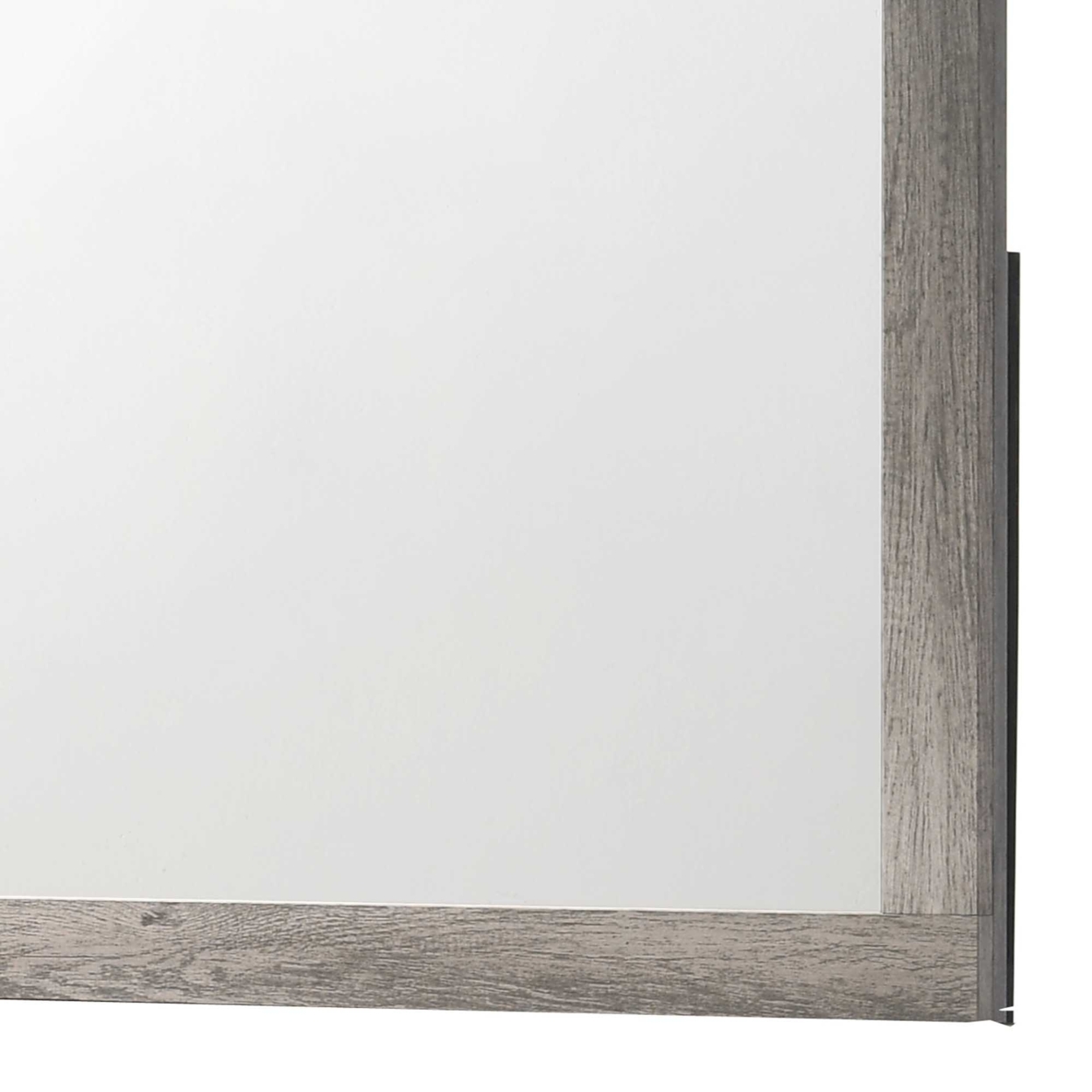 Rectangular Wooden Dresser Top Mirror with Grains, Gray and Silver- Saltoro Sherpi