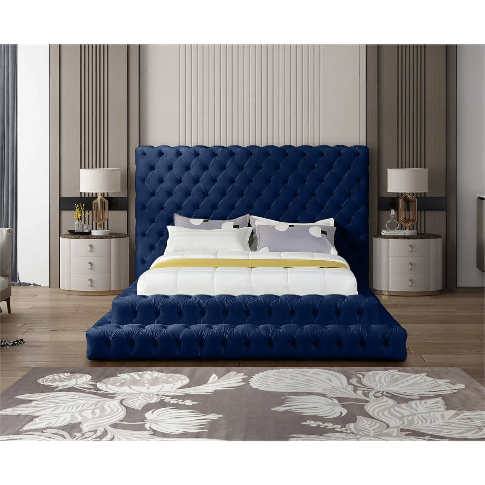 Meridian Furniture Revel Navy Velvet Queen Bed