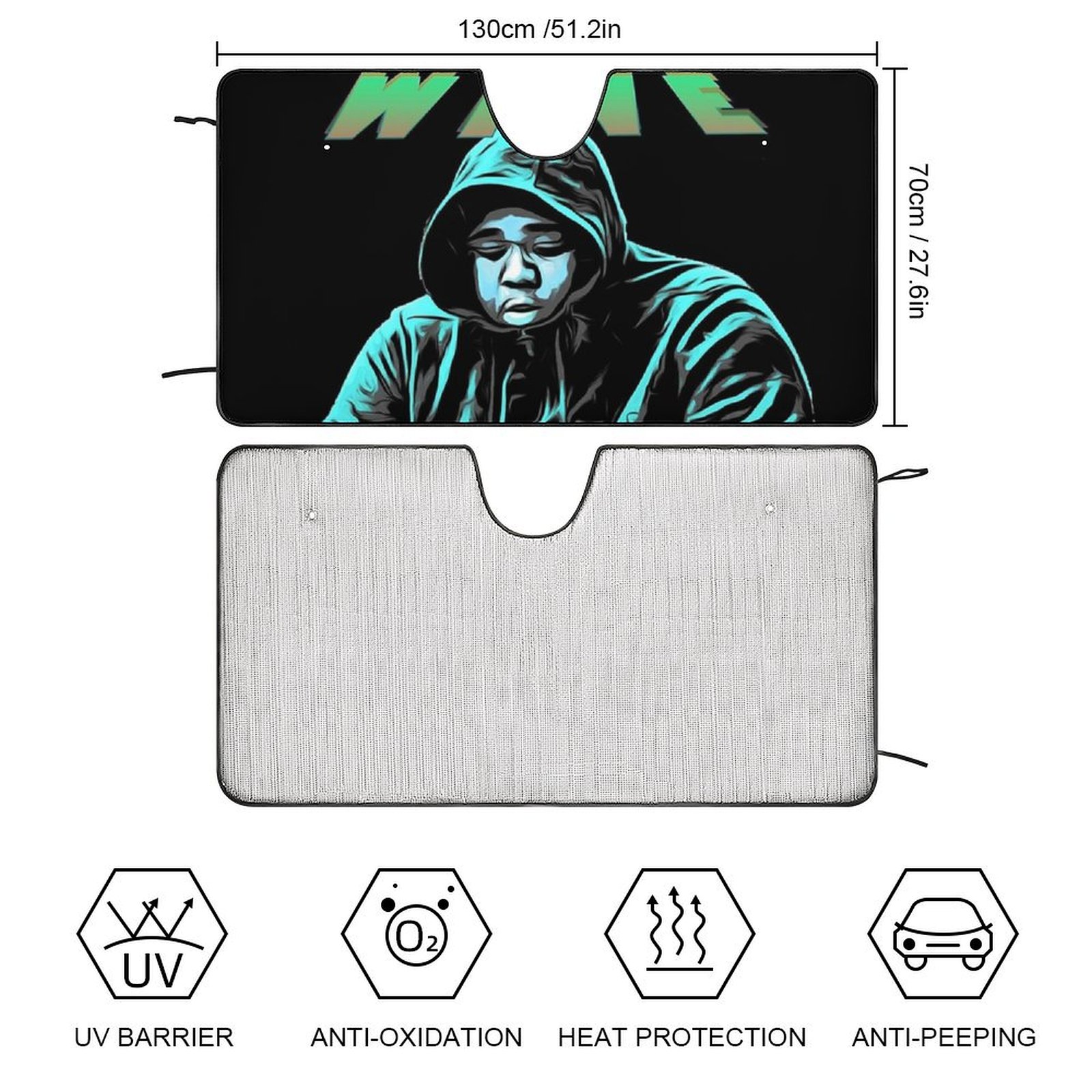 Rod Wave Car Windshield Sunshade Accessories Umbrella Foldable Reflective Sun Visor Front Window Cover Protector