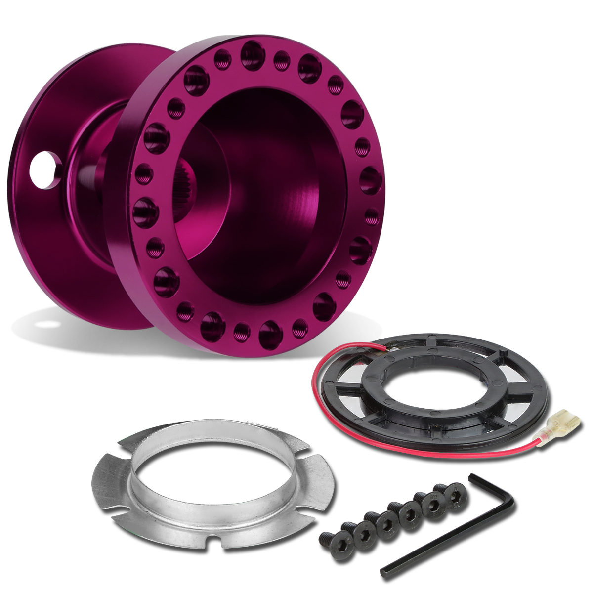 DNA Motoring HUB-ALU-M1-PP Aluminum Steering Wheel 6 -Hole Hub Adaptor Kit (Purple) - For 1988 to 2004 Mitsubishi Eclipse / Lancer / Pickup 99 00 01 02 03