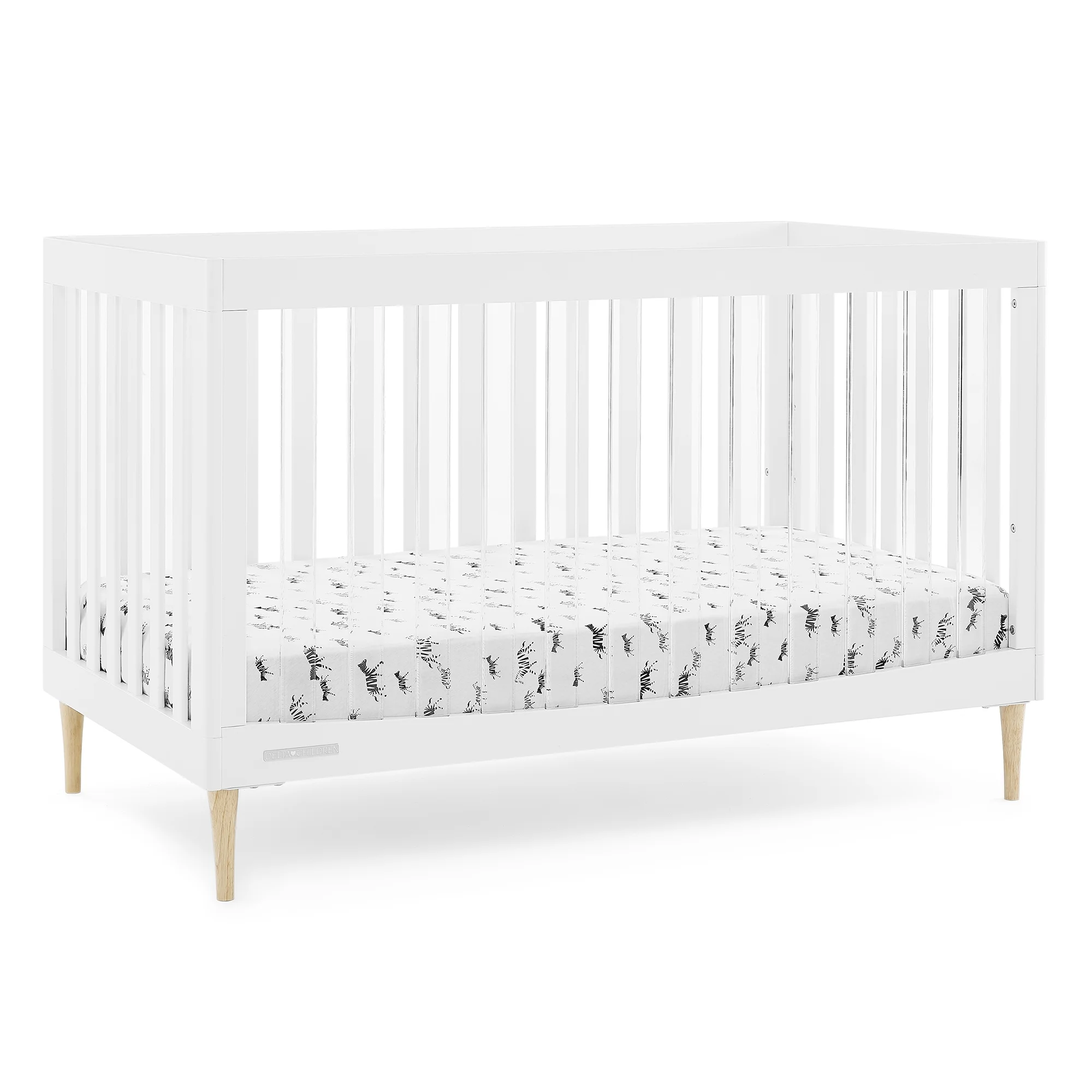 Delta Children Austin Acrylic 4-in-1 Convertible Baby Crib - Greenguard Gold Certified, Bianca White/Natural