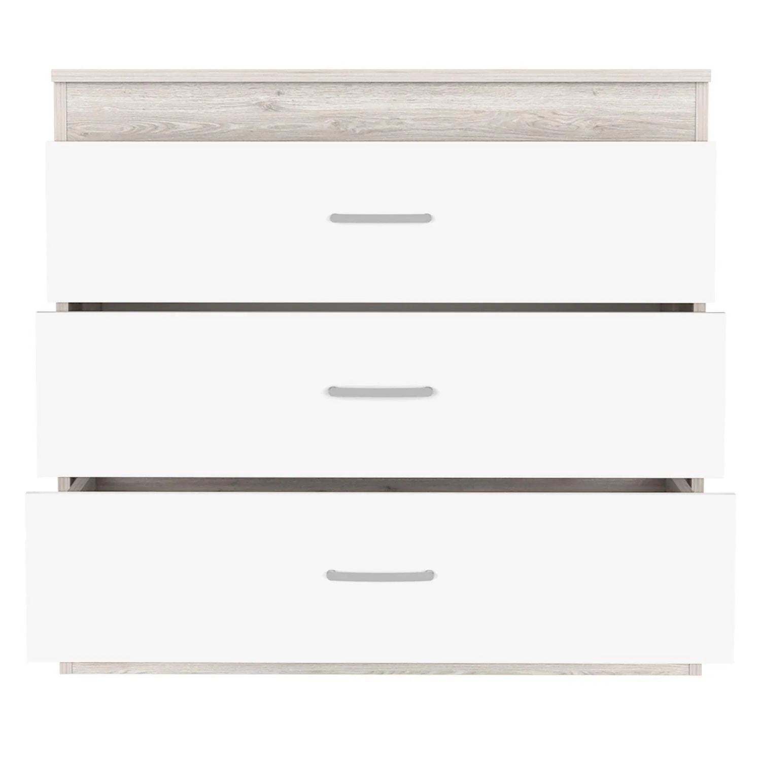 Depot E-Shop DE-CZB6467 Zurich Three Drawers Dresser, Light Gray & White