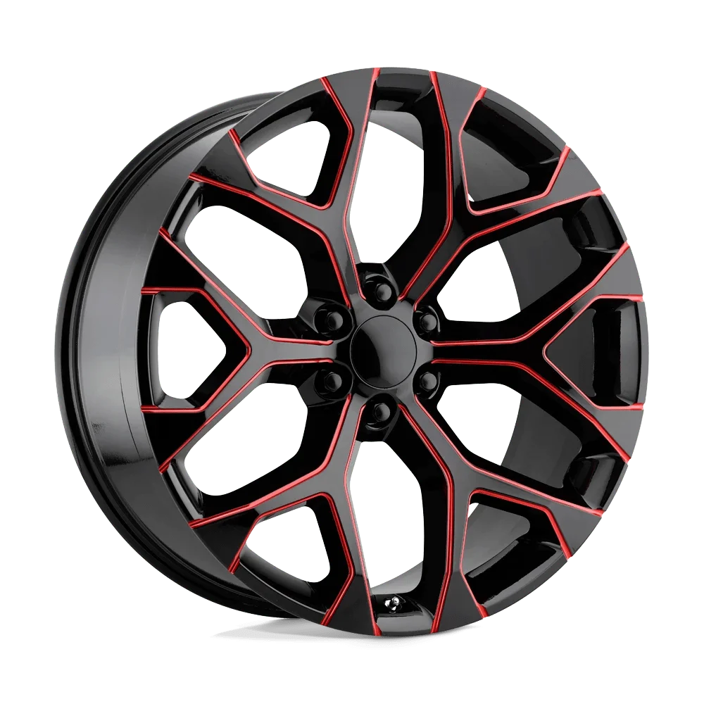 Oe Creations Pr176 20X9 6X139.7 24Et 70.6Cb Gloss Black Red Milled Wheel