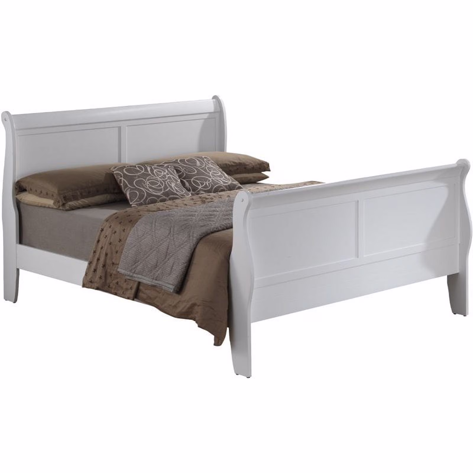 Maklaine Traditional styled Wood Full Sleigh Bed in White Finish
