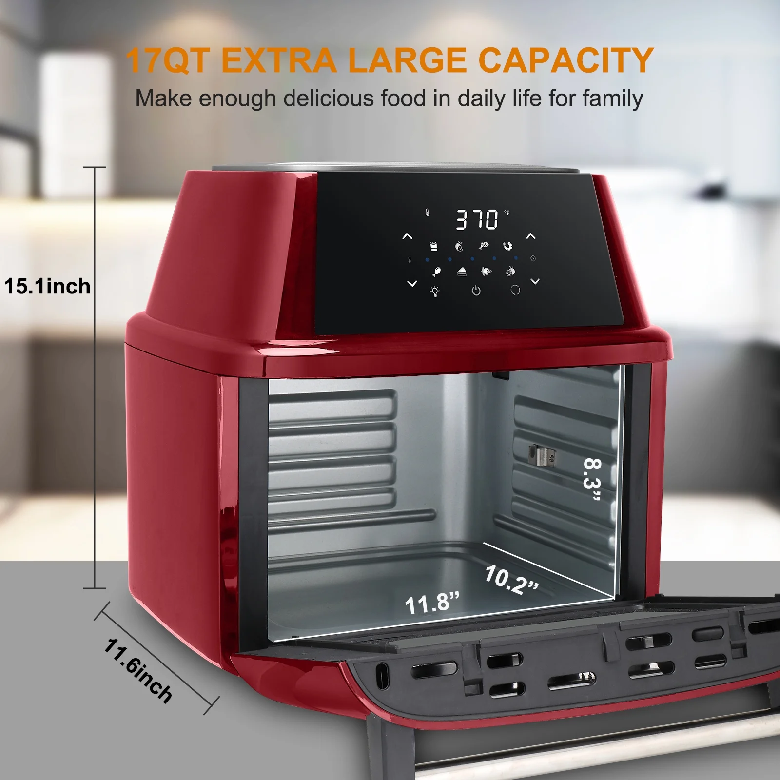 ZOKOP 16.91Quart Air Fryer Oven with Digital Touch Screen, ETL Certified(Red)