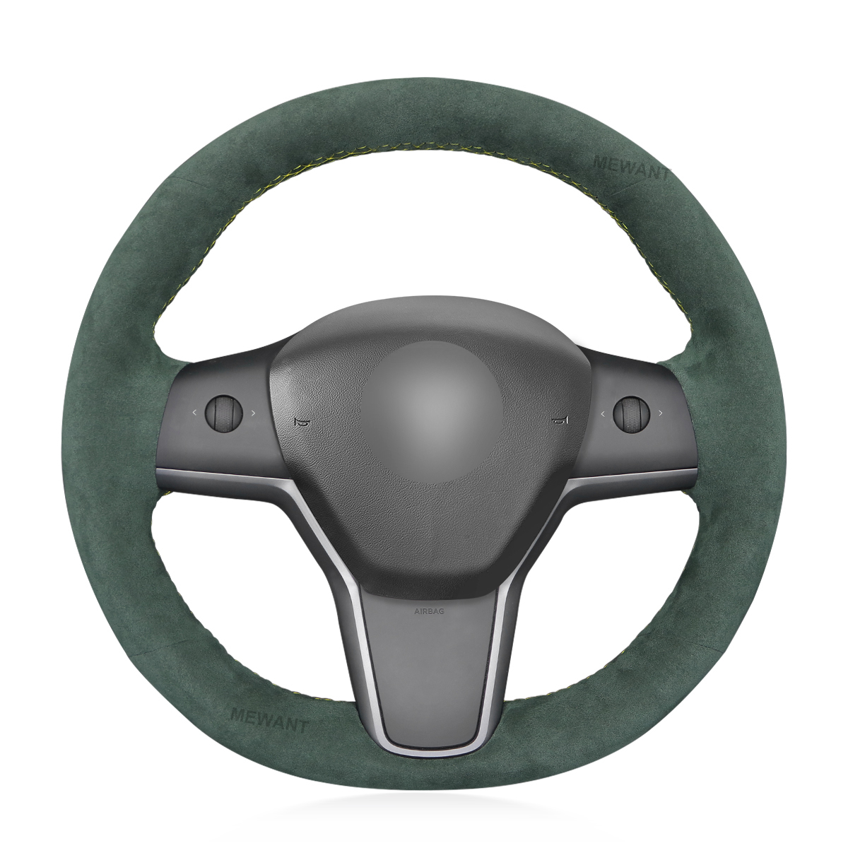 Mewant Car Steering Wheel Cover for Tesla Model 3 2017-2023 Model Y Black Accessories Protector