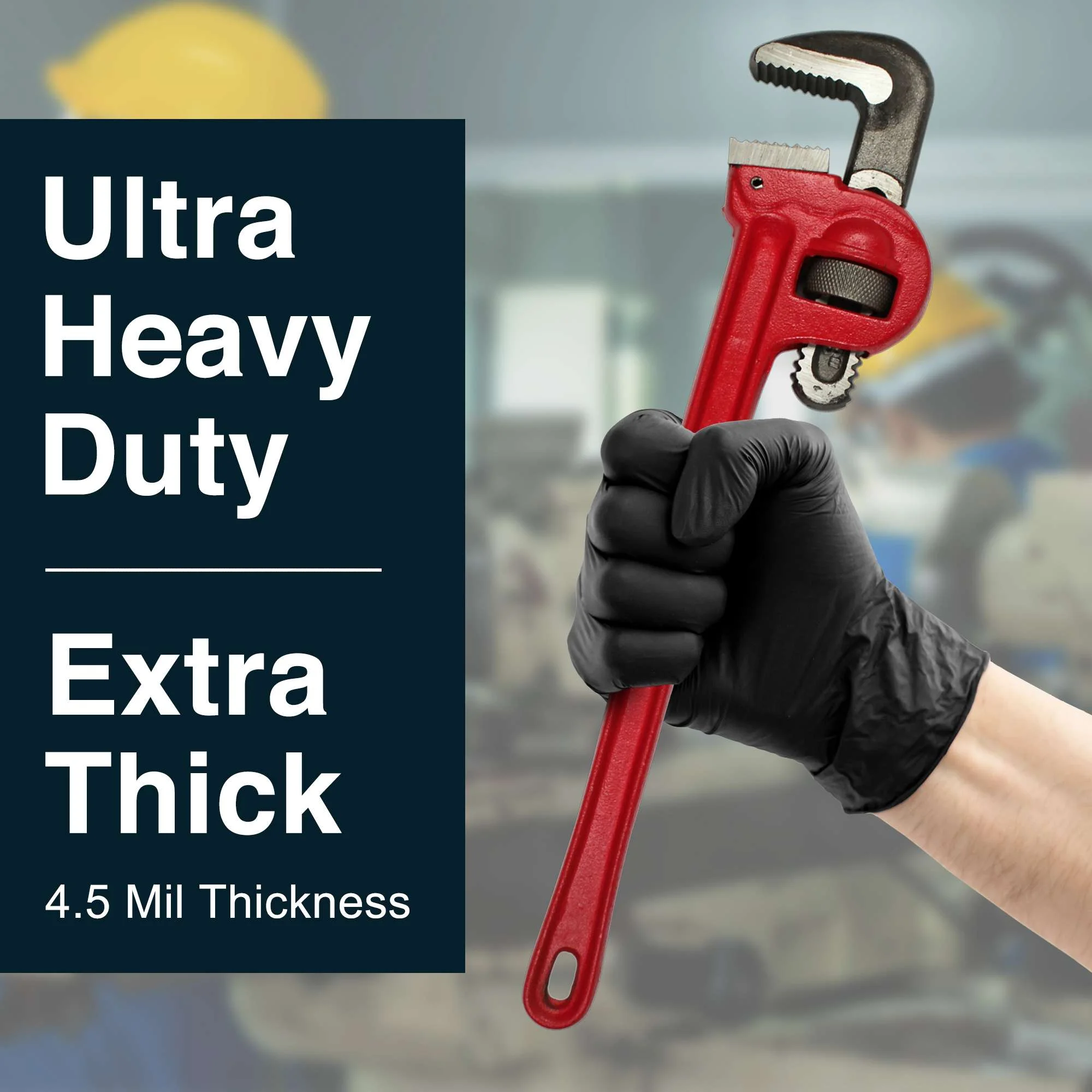 FifthPulse Extra Thick Black Heavy Duty Nitrile Disposable Gloves - 200 -XL-Powder and Latex Free - Mechanic Gloves