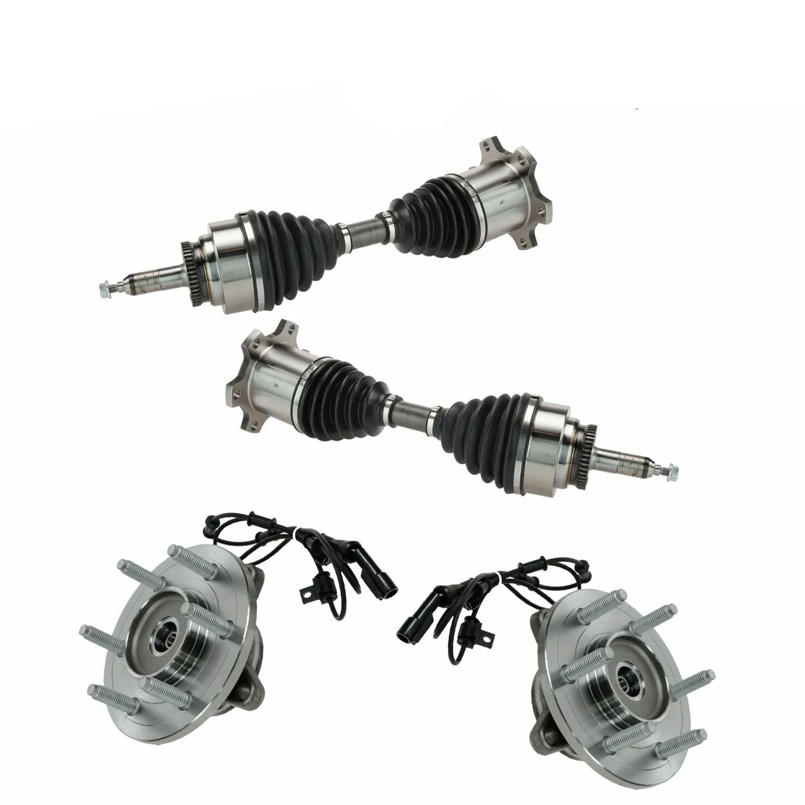 Front CV Axle Shafts & Wheel Hub Bearing Assemblies Set of 4 For Ford Lincoln