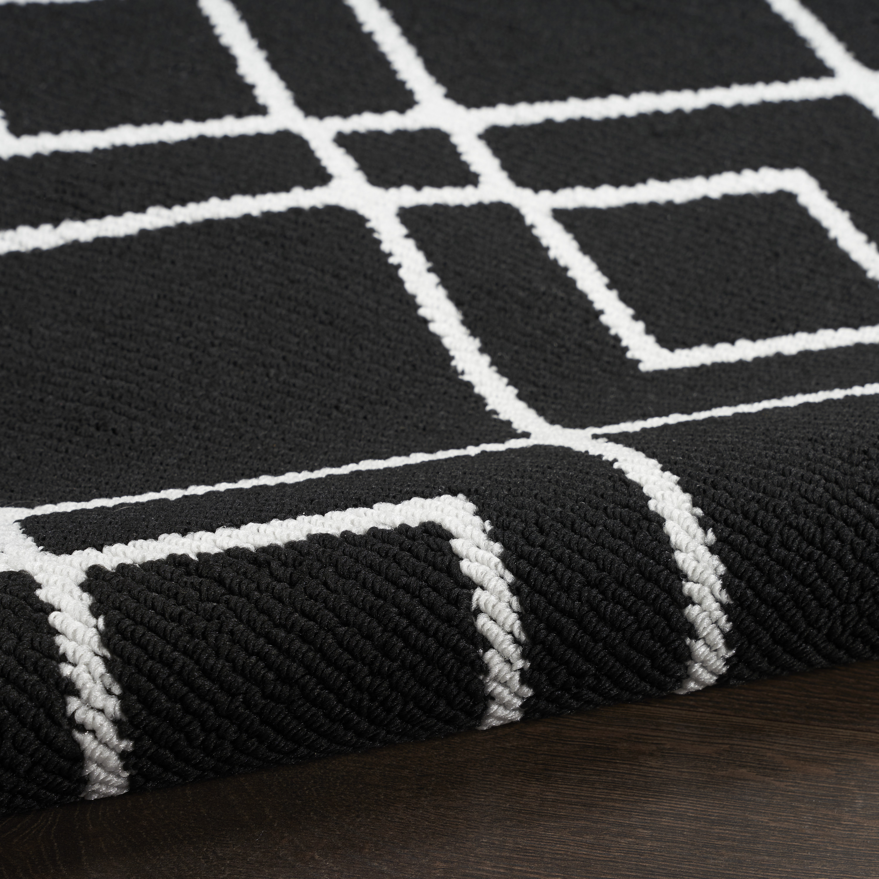 Nourison Modern Lines Geometric Black 8' x 10' Area Rug, (8x10)