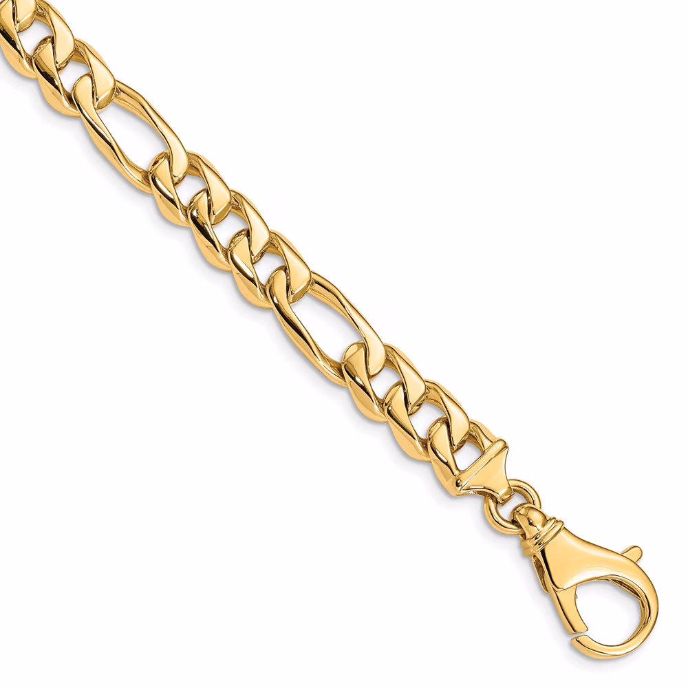 Solid 14K Yellow Gold 22 inch 8.5mm Hand Polished Fancy Link with Fancy Lobster Clasp Chain Necklace