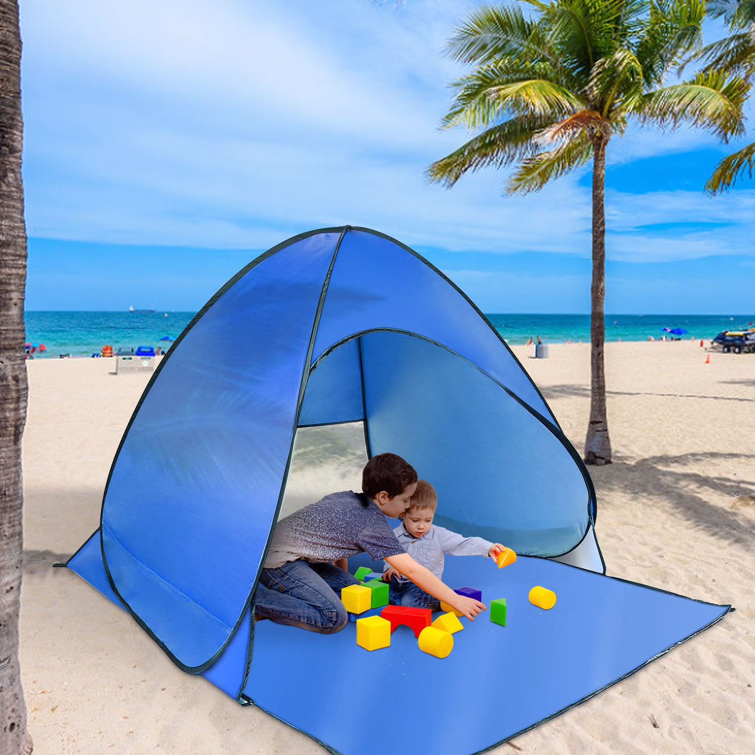 Anti-UV Pop Up Beach Tent, iMounTEK Easy Set Up Beach Umbrella  for 2-3 People for Outdoor Beach Camping Fishing with Carry Bag