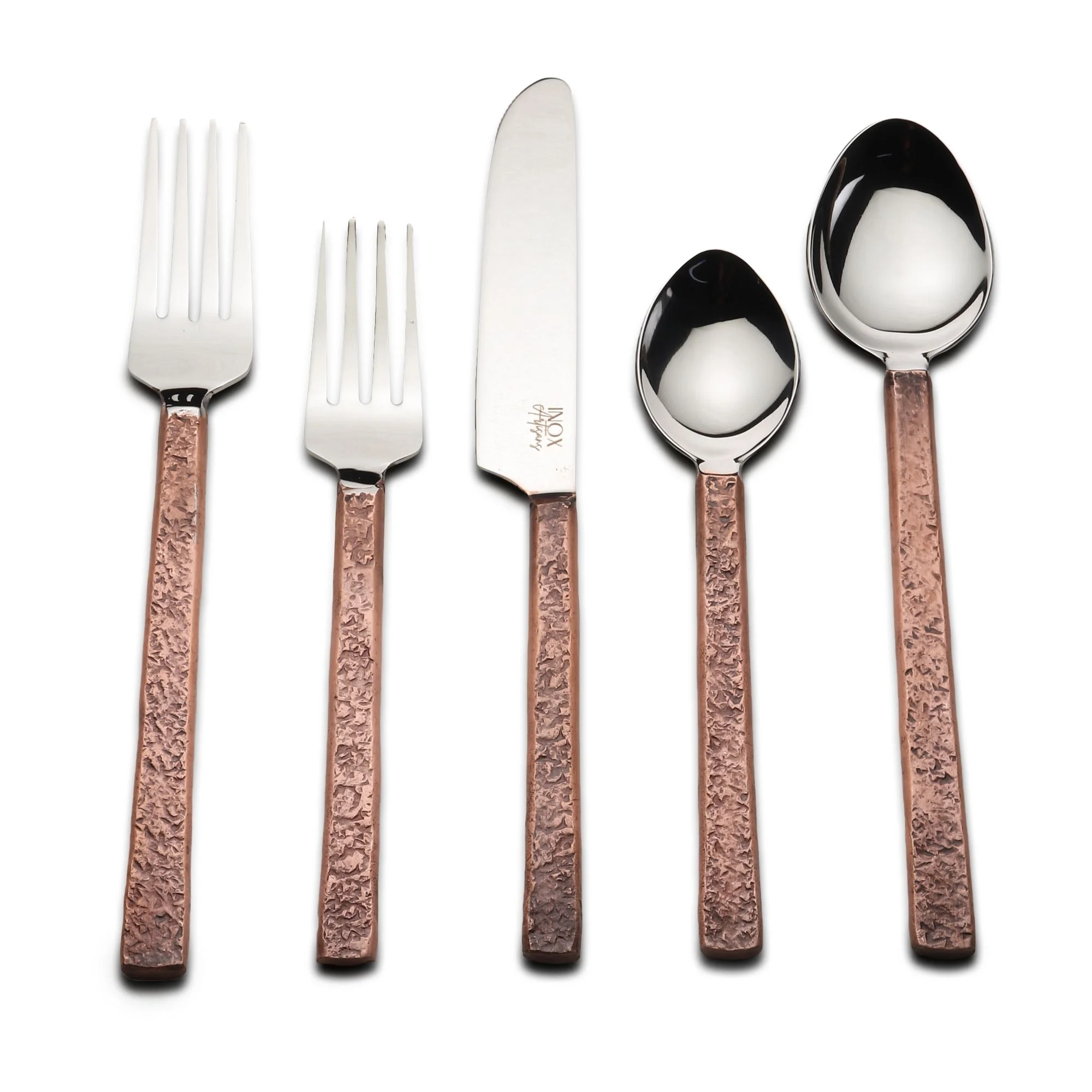 Urban Chiseled Antique Copper Flatware 5 Pcs. Set