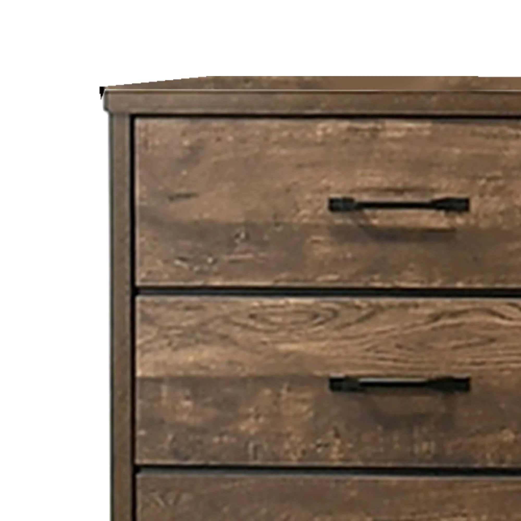 Benjara BM302187 58 in. Dyna 6-Drawers Wood Dresser with Bar Handles, Rich Textured Brown & Black