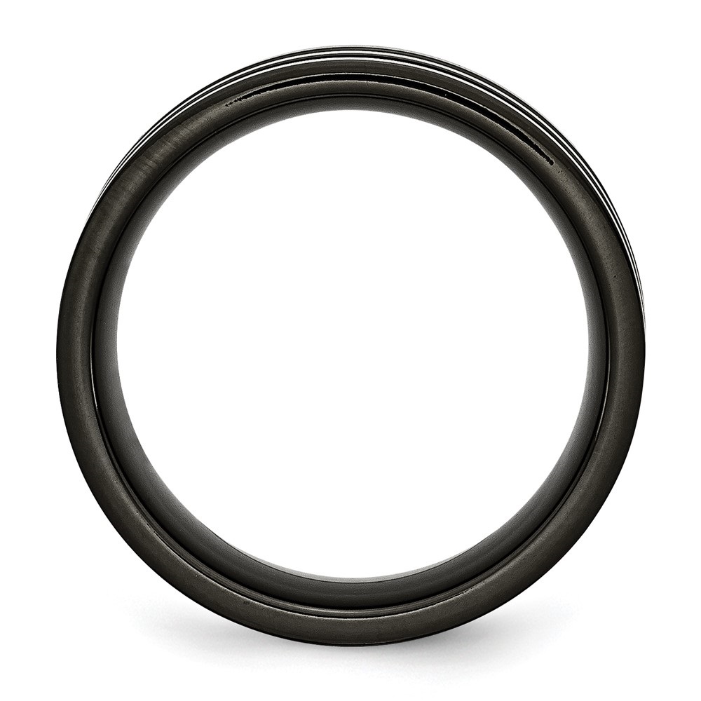 Auriga Stainless Steel 8 mm Black IP-plated with Grey Carbon Fiber Inlay Band for Women Size 10