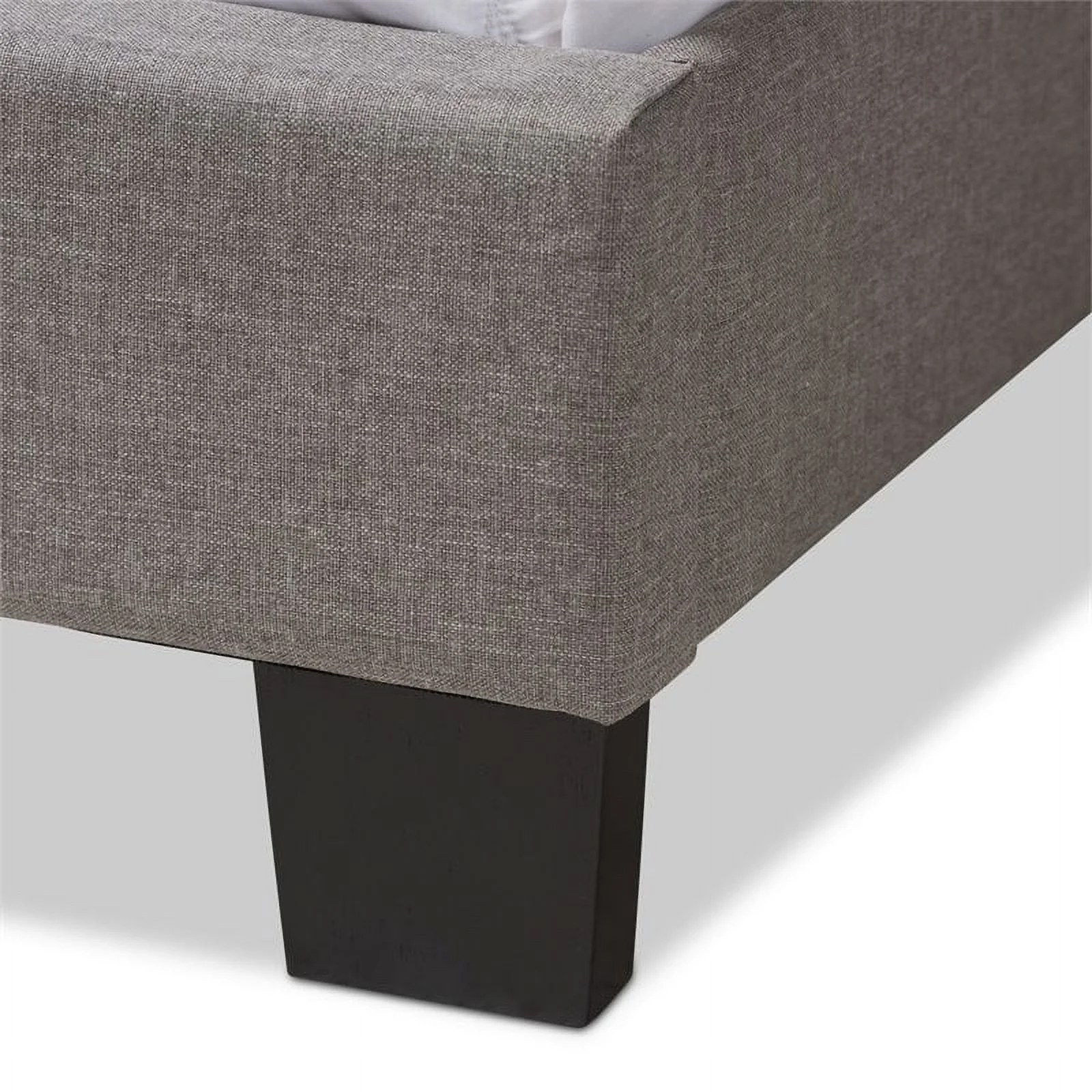 Bowery Hill Nailhead Upholstered Queen Bed in Light Grey