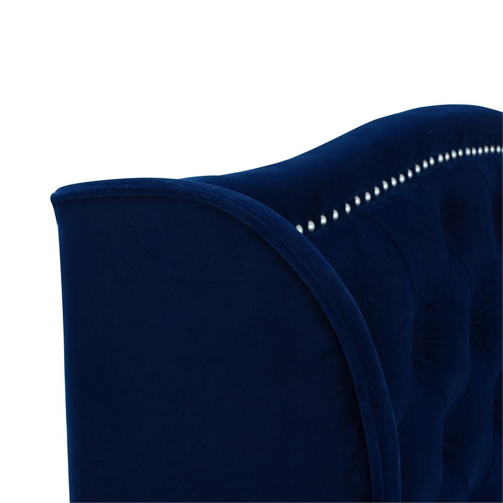 Maklaine Modern Hardwood Tufted Wingback Queen Bed in Navy Blue