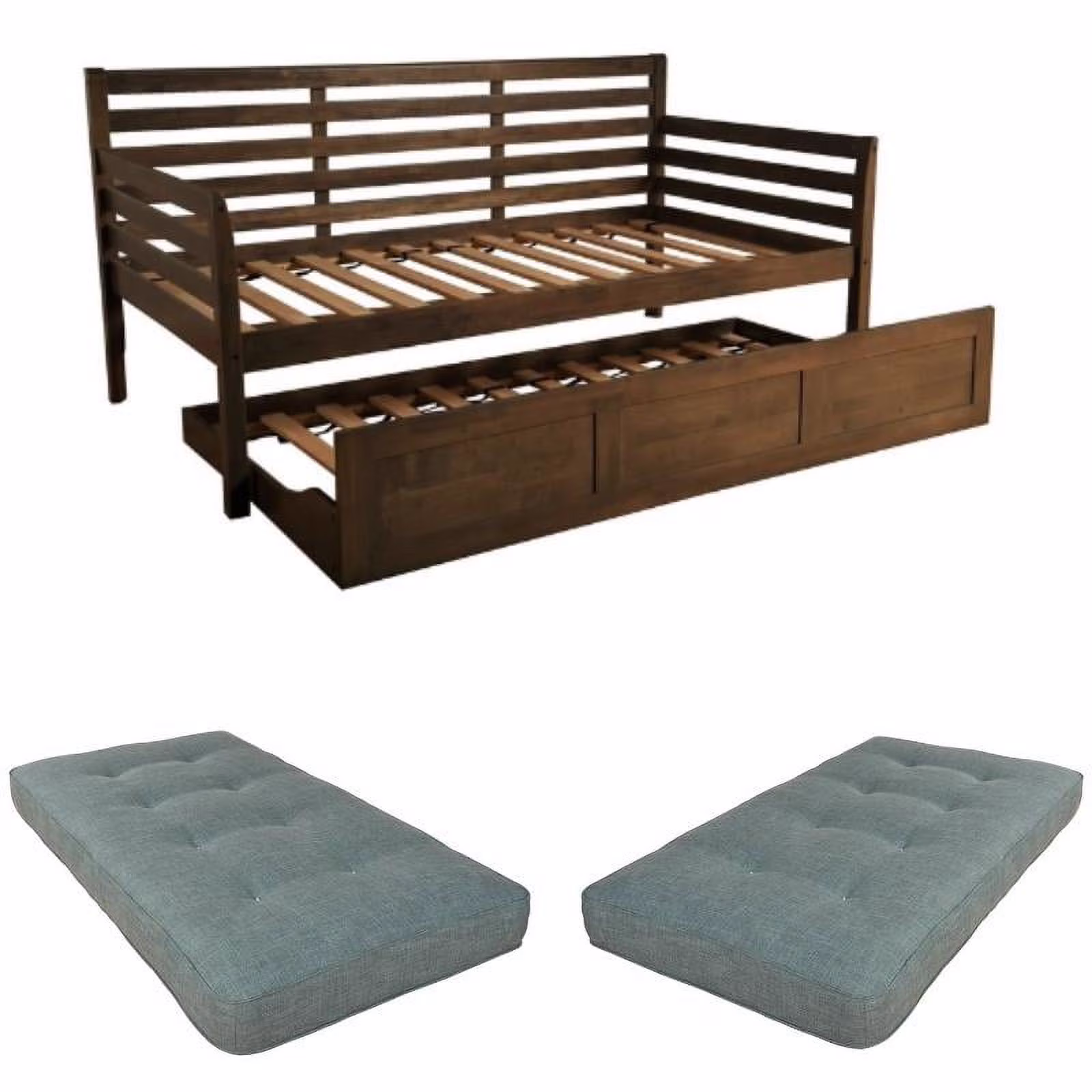 Home Square 3-Piece Set with 2 Daybed Mattresses & Daybed in Walnut