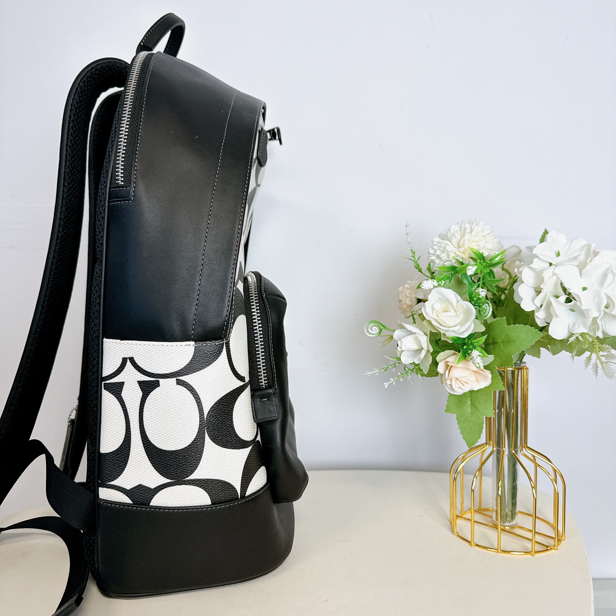 Coach CO920 West Backpack In Signature Canvas IN Chalk Black