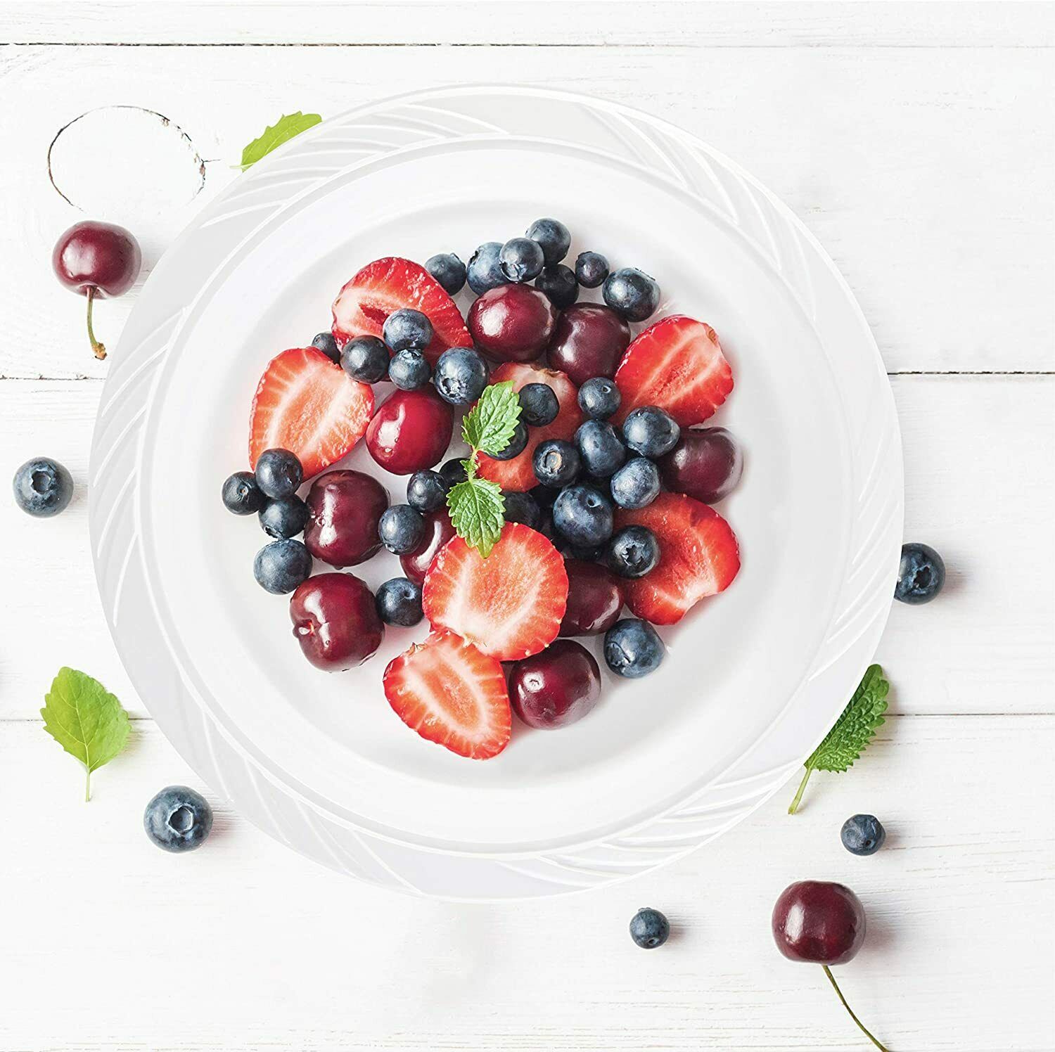 [BULK] 9 inch Round Plastic Plates Microwaveable, Disposable, White, Dinnerware (500)